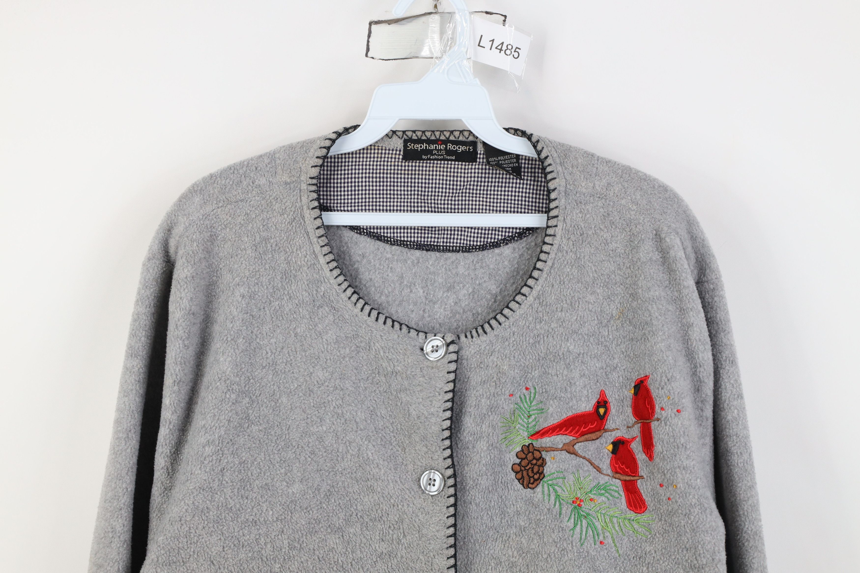 Vintage Vintage 90s Streetwear Cardinal Bird Fleece Cardigan Sweater Size XL / US 12-14 / IT 48-50 - 2 Thumbnail