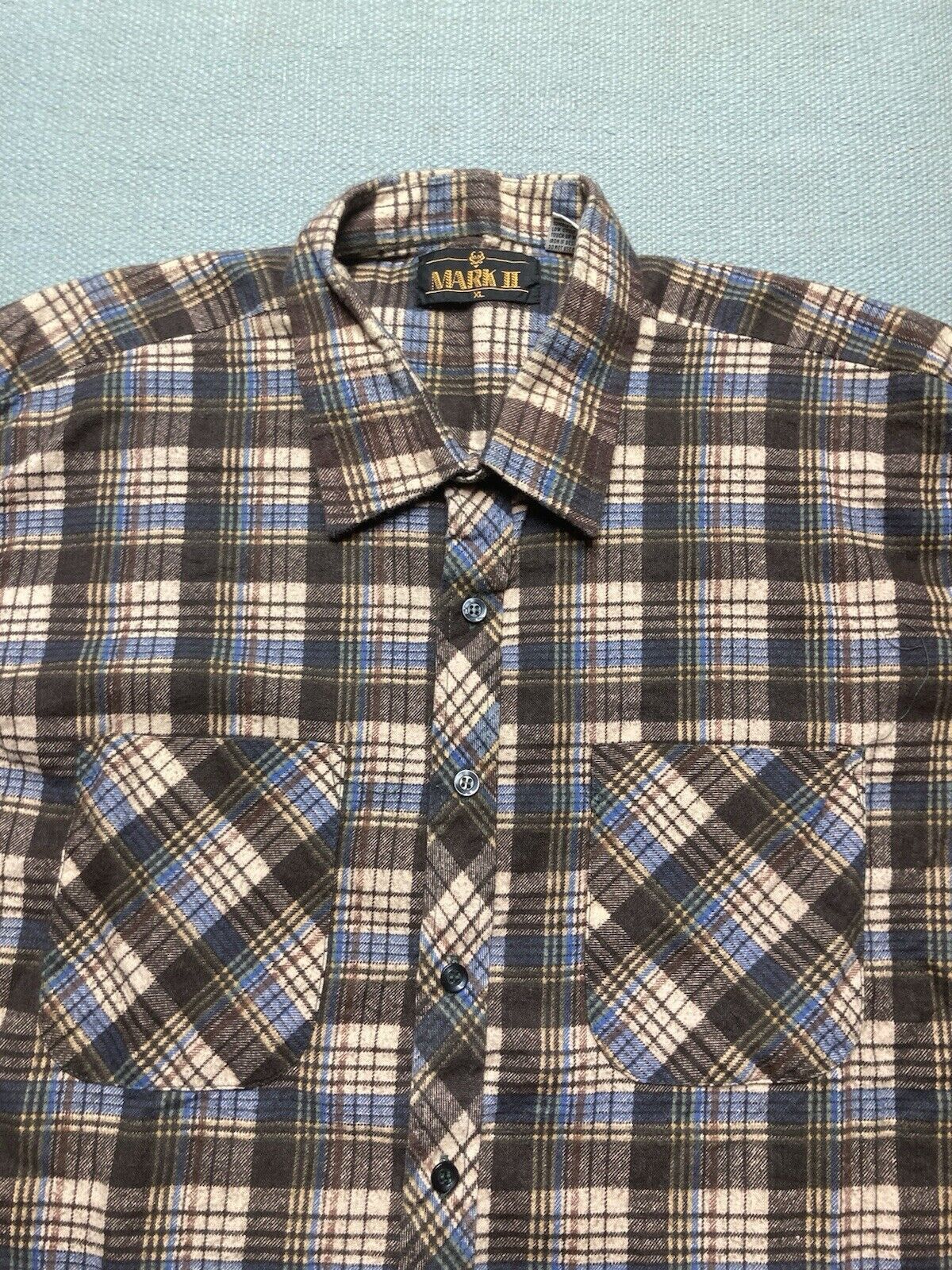 Vintage Vtg 80s flannel shirt brushed cotton blend plaid XL Size US XL / EU 56 / 4 - 3 Thumbnail
