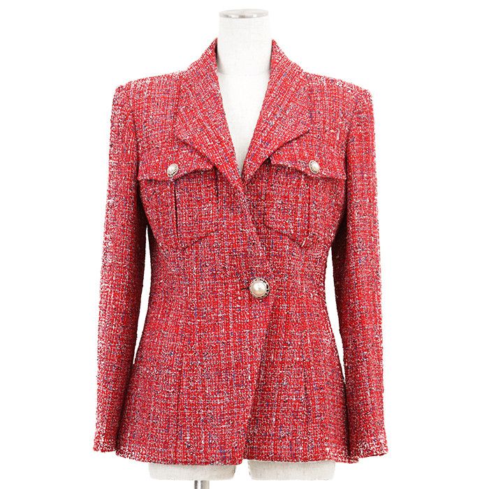 Chanel Chanel Chanel Tweed Tailored Jacket Textile Outerwear P60790 DUTY FREE for USA Size ONE SIZE - 1 Thumbnail