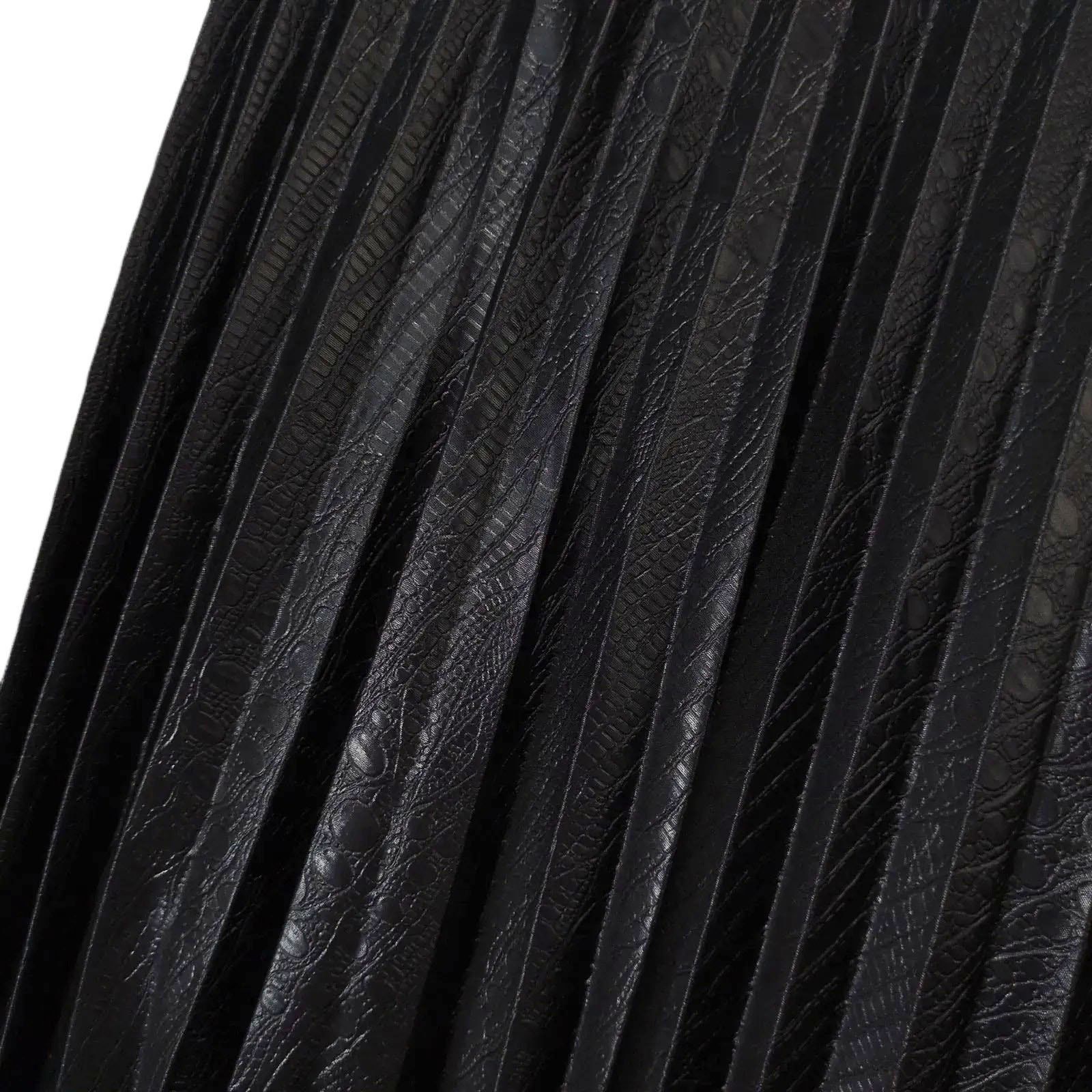 Other Elliott Lauren Black Croc Faux Leather Pleated Midi Skirt Size 30" / US 8 / IT 44 - 4 Thumbnail