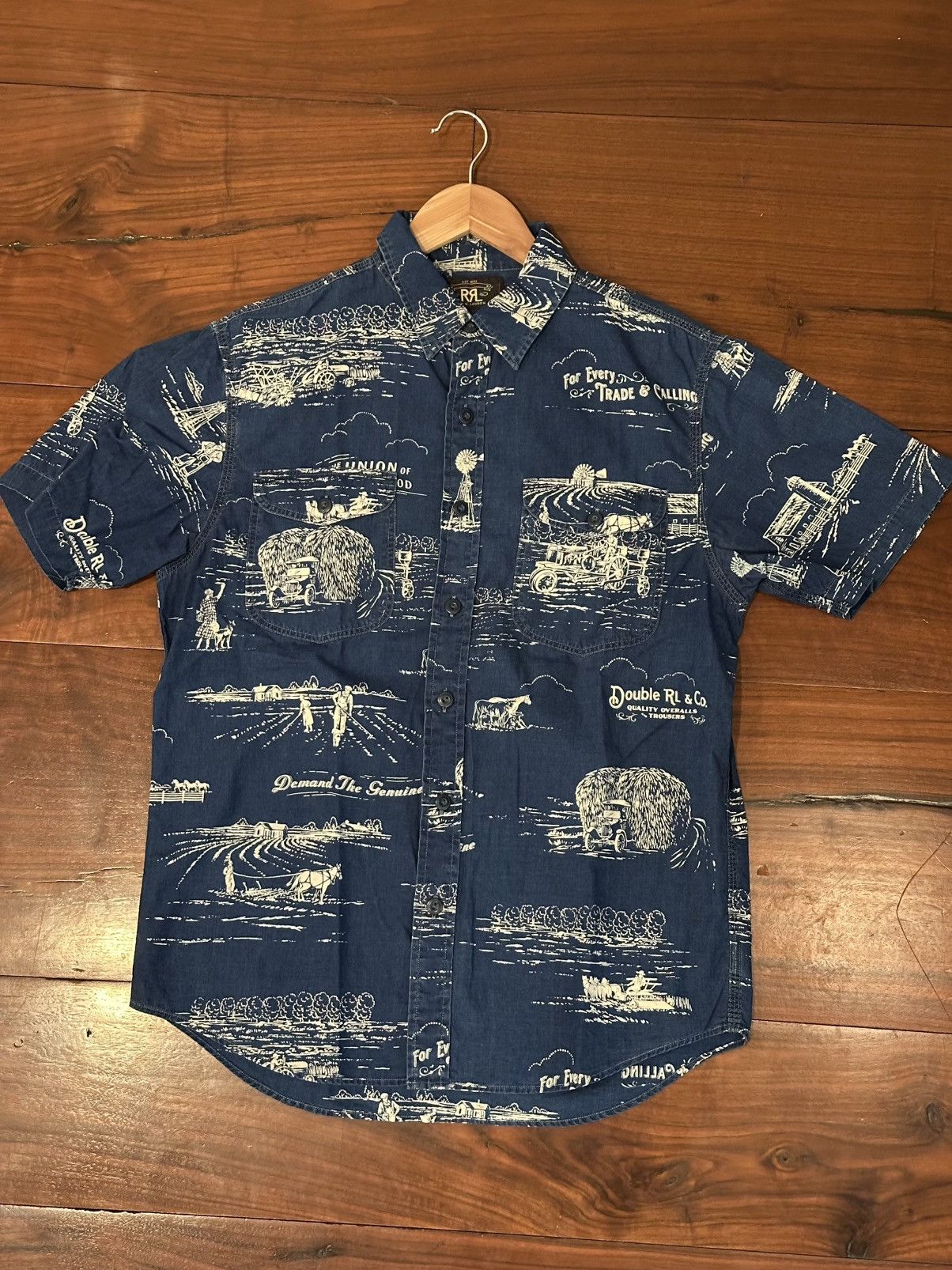 RRL Ralph Lauren RRL Farm Print Camp Shirt Size US M / EU 48-50 / 2 - 1 Thumbnail