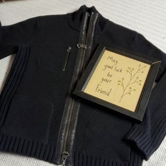 Ralph Lauren Ralph Lauren Black Full Zip w/ Leather Embellishments Sweate Size S / US 4 / IT 40 - 2 Thumbnail