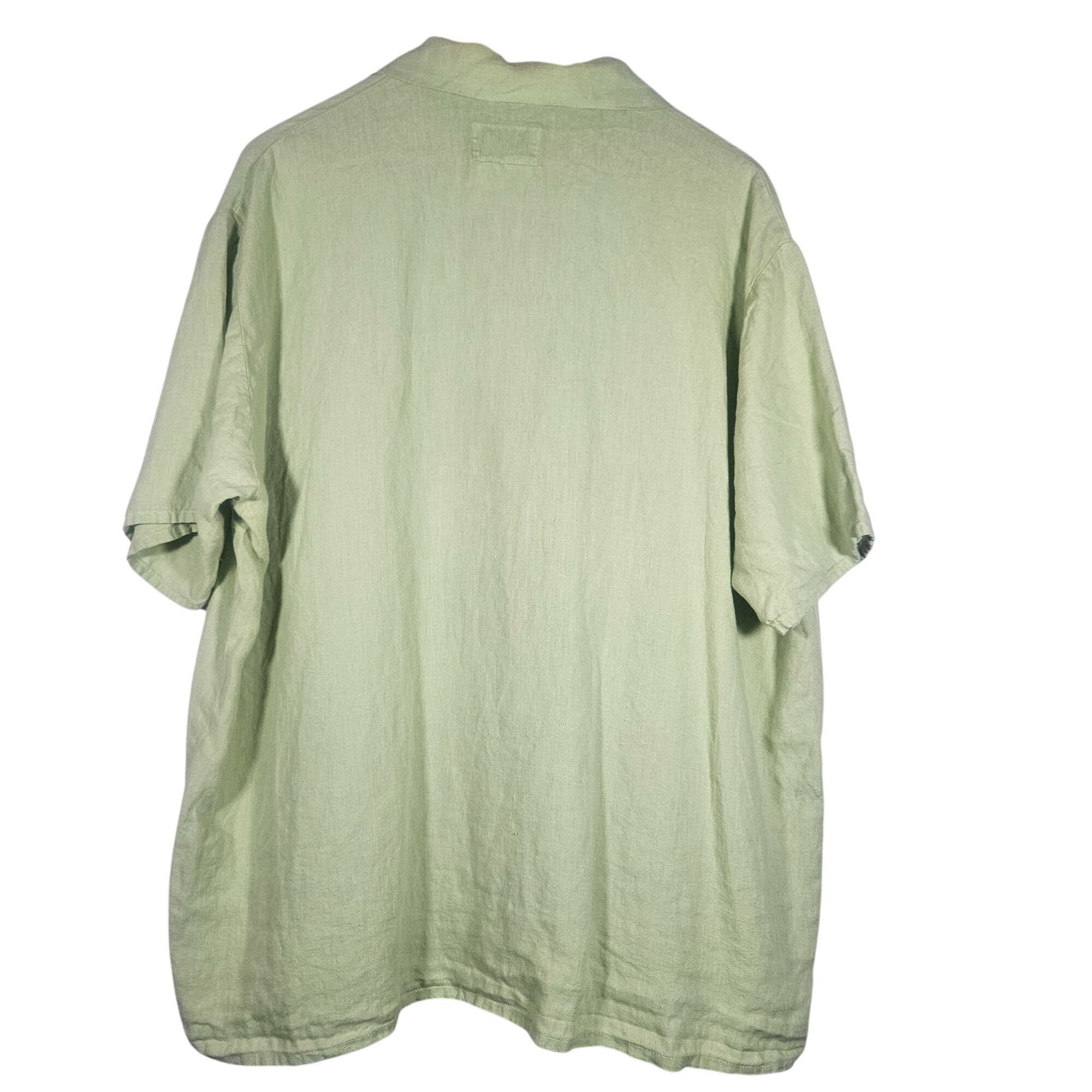 FLAX FLAX Women 100% Linen M Button Down Chartreuse Boxy Fit Top Size M / US 6-8 / IT 42-44 - 3 Thumbnail