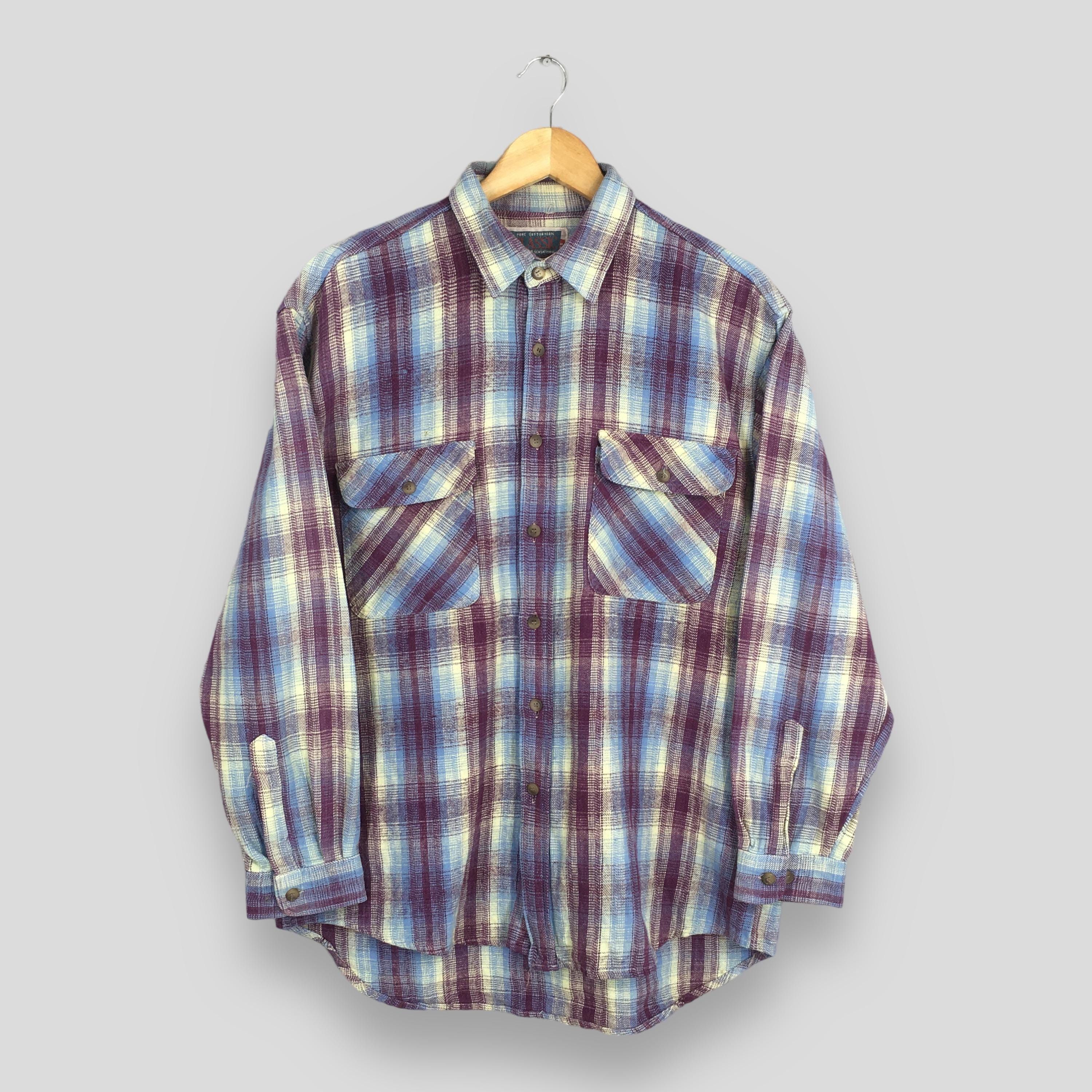 Flannel × Vintage 80s Plaid Shadow Tartan Checkered Flannel Shirt Medium Size US M / EU 48-50 / 2 - 1 Thumbnail