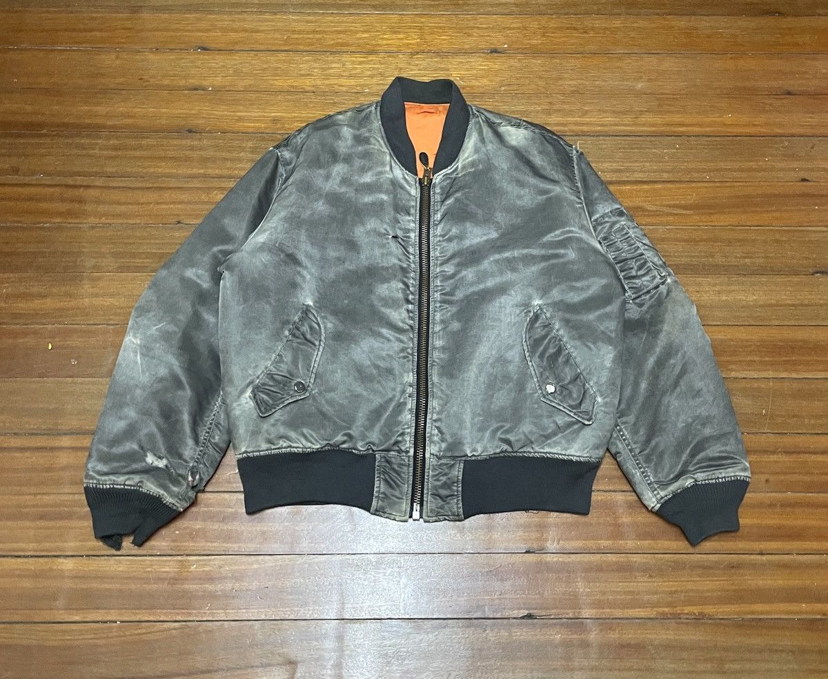 Vintage Rare Vintage MA-1 Flying Man Acid Wash Bomber Jacket 1990s Size US L / EU 52-54 / 3 - 1 Thumbnail