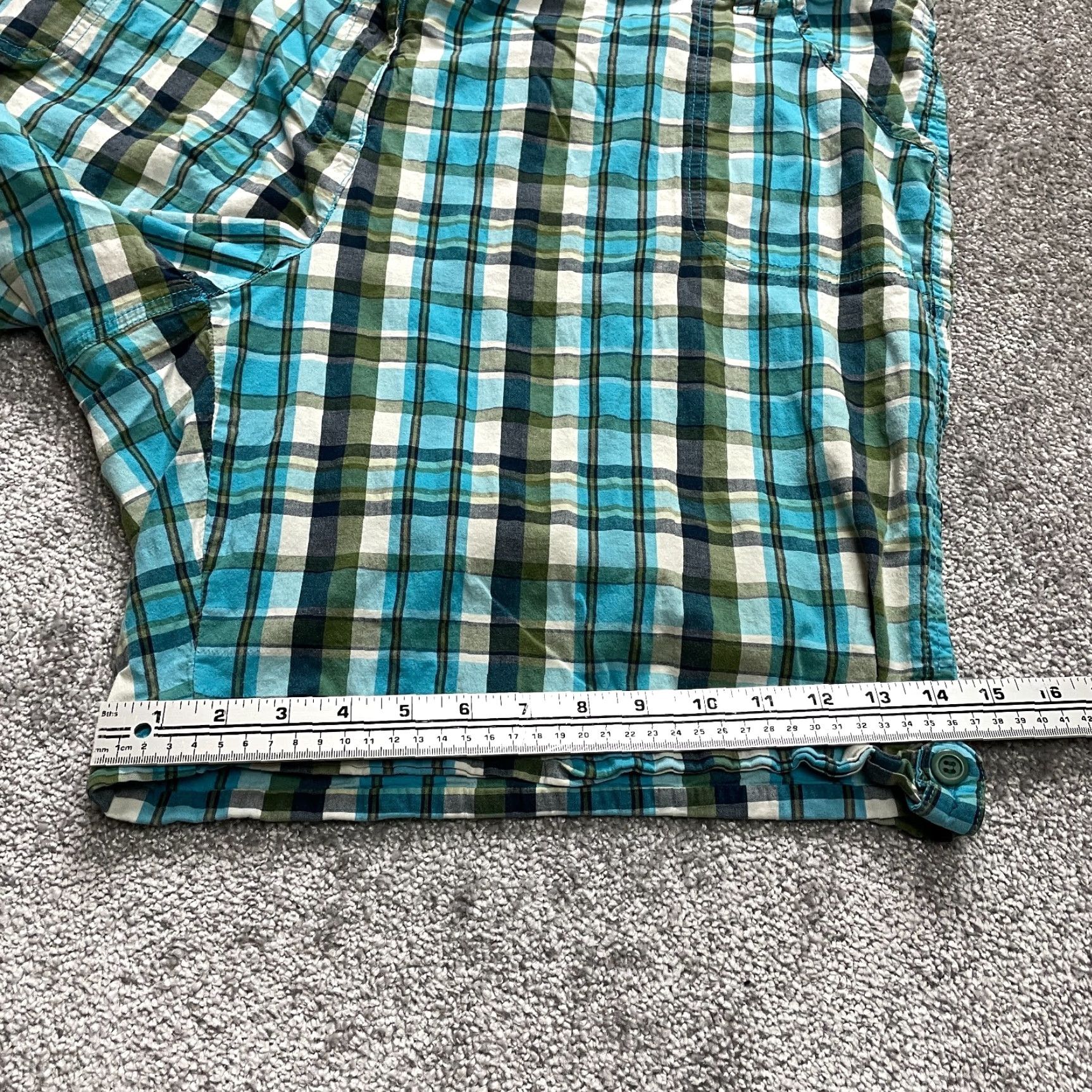 Avenue Avenue Chino Shorts Womens 26 Blue Green Plaid Cotton Pockets Casual Size 32" / US 10 / IT 46 - 2 Thumbnail