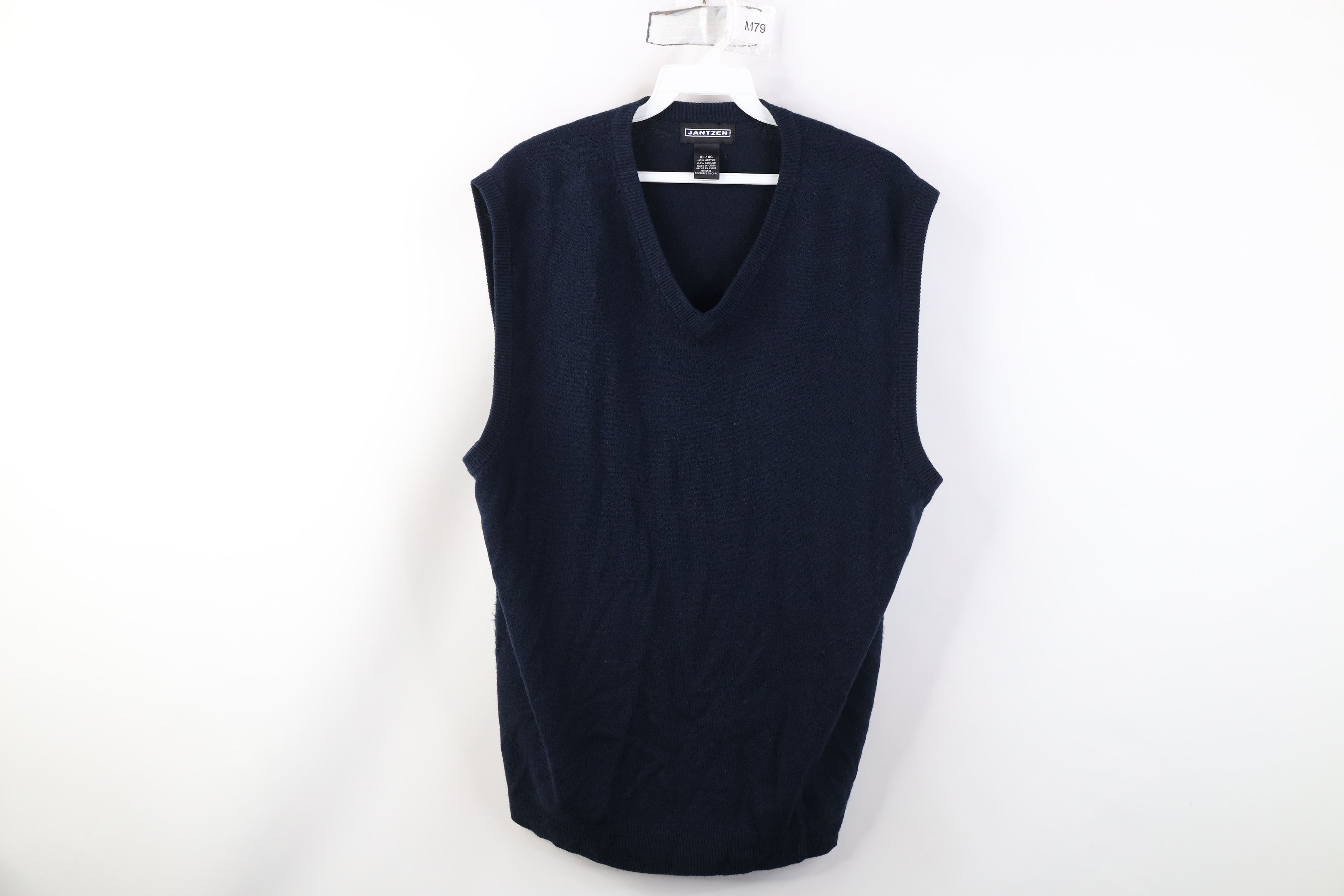 Vintage Vintage 90s Streetwear Blank Knit Sweater Vest Navy Blue Size US XL / EU 56 / 4 - 1 Thumbnail