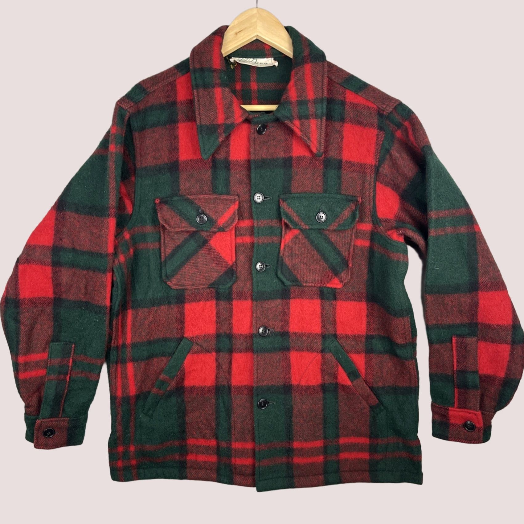 Vintage VINTAGE L.L. Bean Jacket Mens Large Red Plaid Wool Hunting 50s Overcoat Casual Workwear Fall Winter S adults? Size US L / EU 52-54 / 3 - 1 Thumbnail