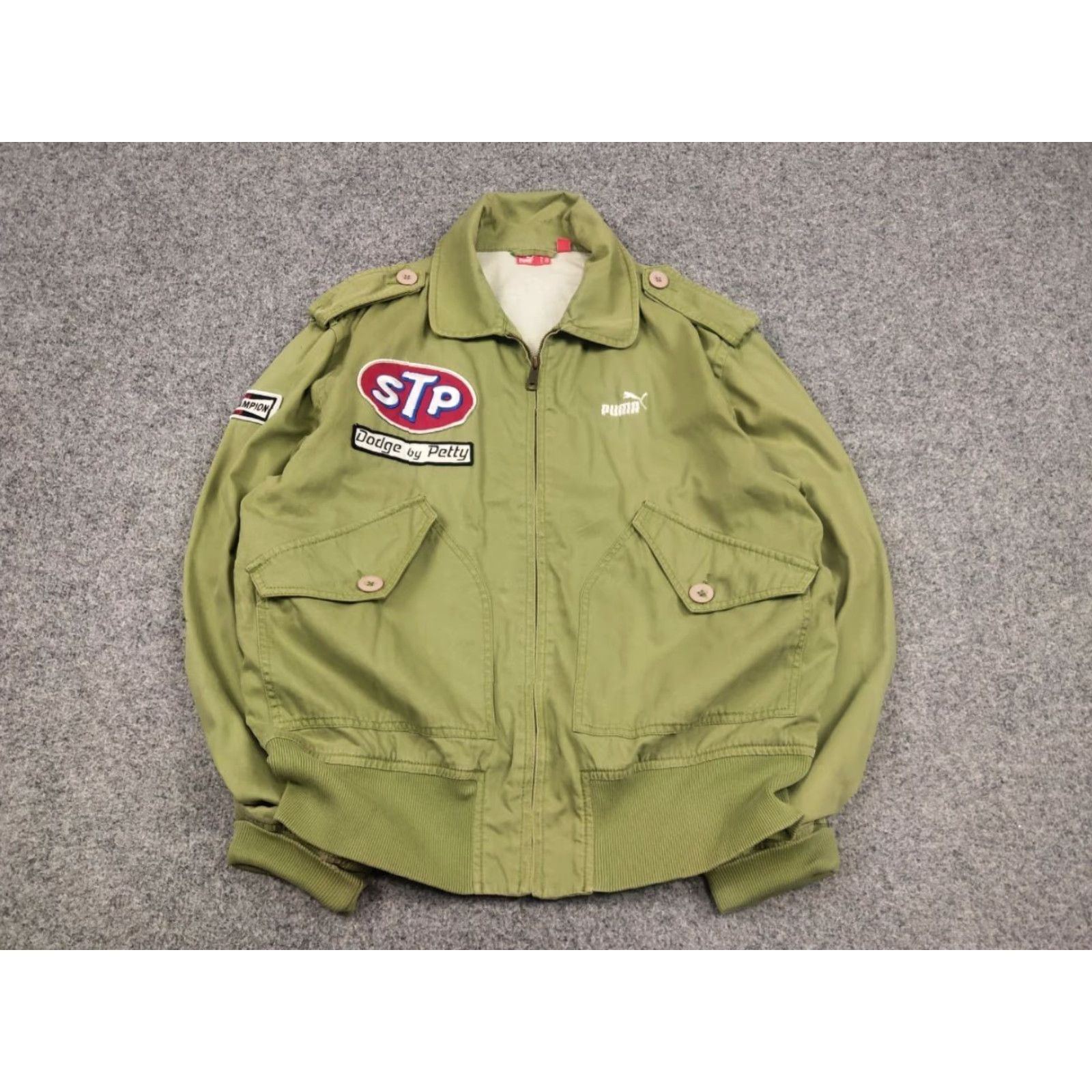 Puma Vintage Puma Richard Petty Jacket - Green STP Logo Dodge Nascar Canvas Full Zip, 90s Style, Unisex Adult M Size US M / EU 48-50 / 2 - 3 Thumbnail