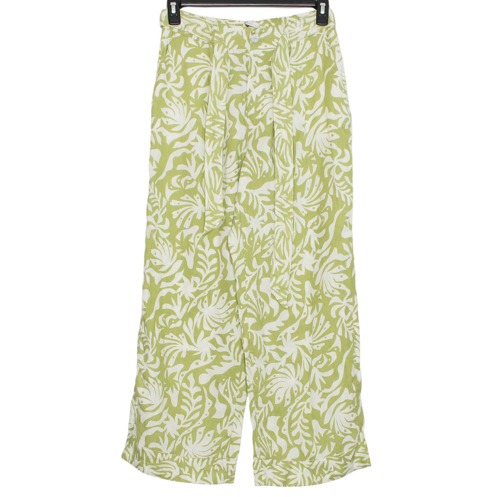 NEW Rachel Zoe Pants Linen Wide Leg High Rise Green Medium