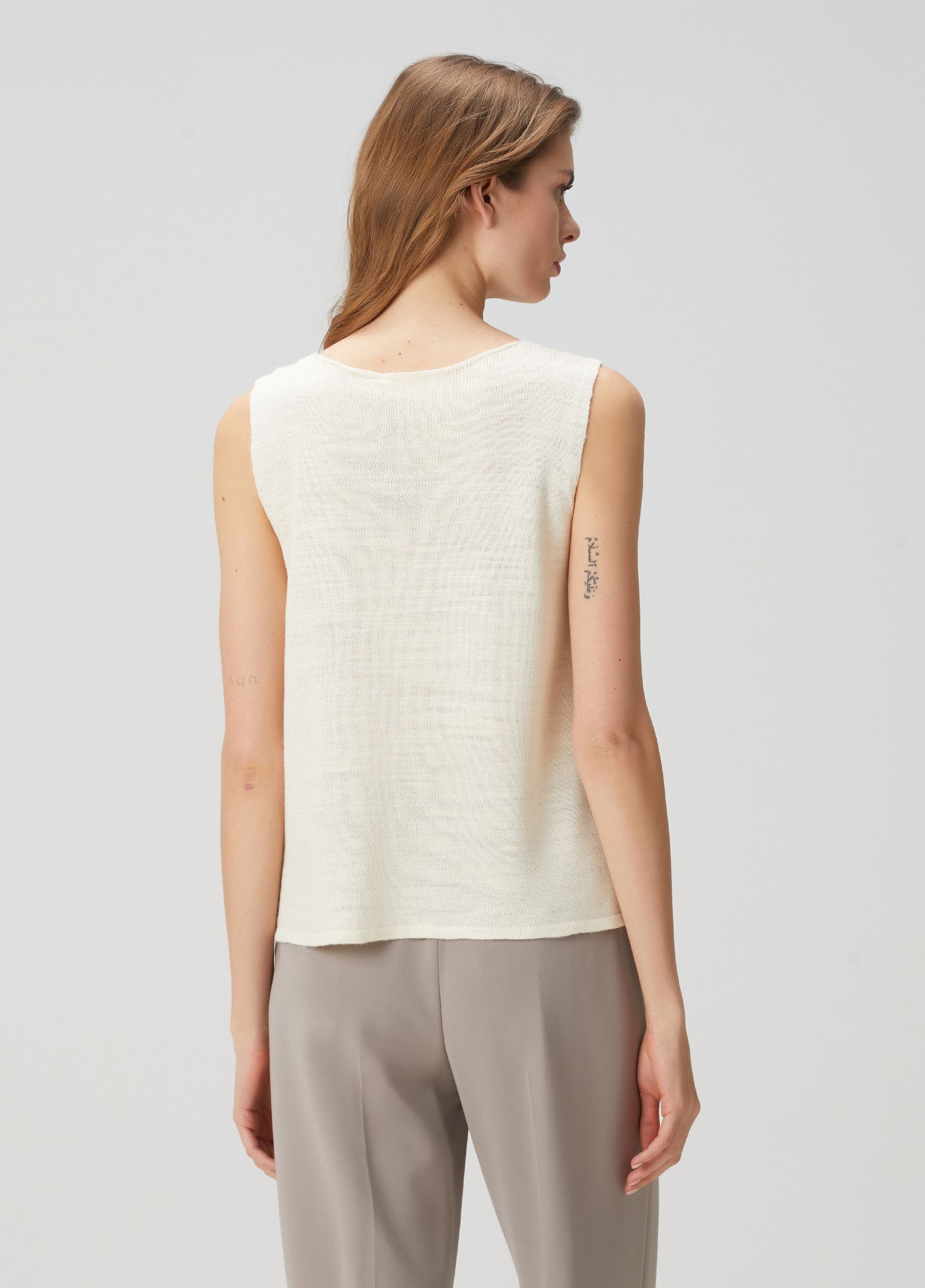 The Row THE ROW Juyah ecru white silk open knit tank top Medium q Size M / US 6-8 / IT 42-44 - 3 Thumbnail