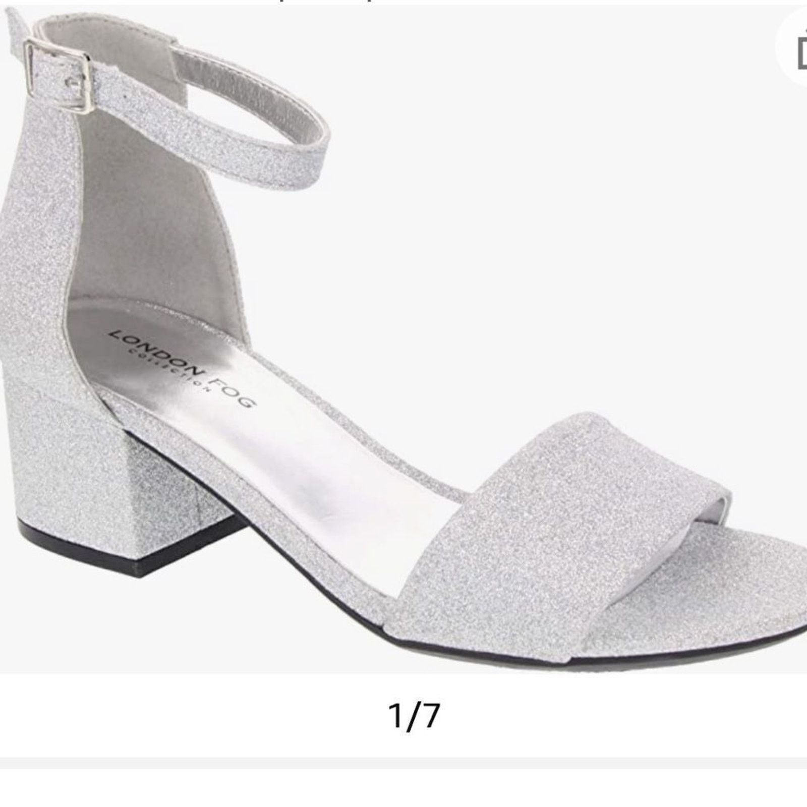 London Fog London Fog Block Heel Sandal sz 7.5 Silver NEW #8-X Size US 7.5 / IT 37.5 - 2 Thumbnail