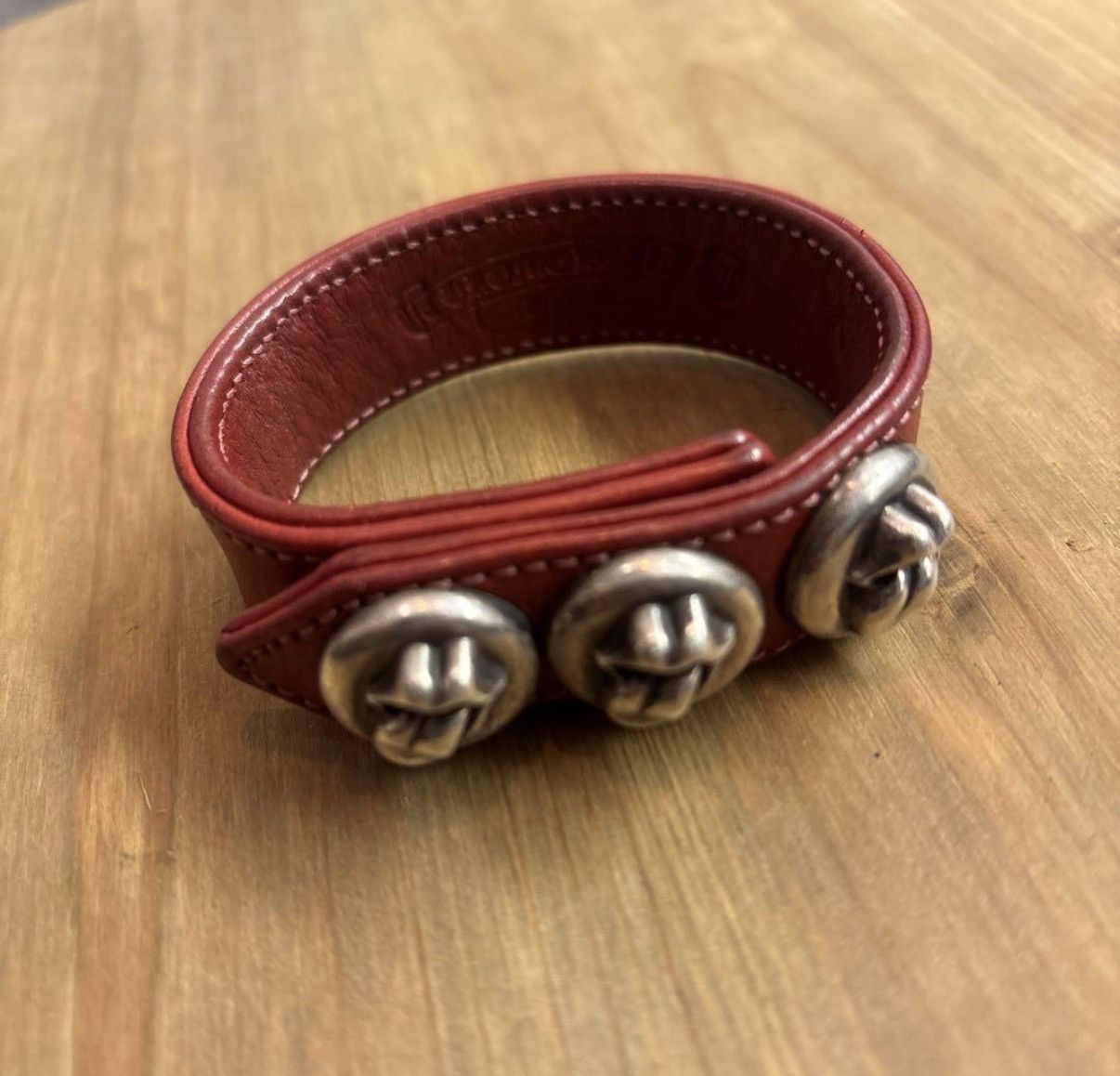 Chrome Hearts Rolling Stones lip tongue leather bracelet