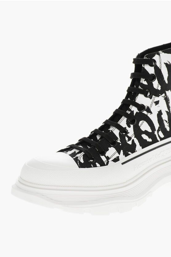 Alexander McQueen o1y1024 Hi-Top Sneakers in White & Black Size US 9 / EU 42 - 4 Thumbnail