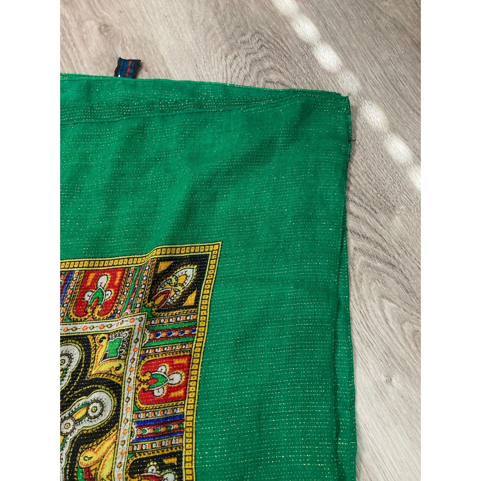 Vintage Vintage Paisley Wool Scarf Green Gold Thread Women's Fall Size ONE SIZE - 5 Thumbnail