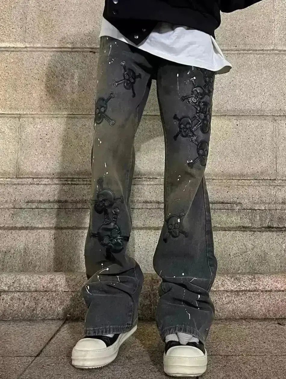 Japanese Brand Avant garde retro skull paint splattered jeans pants Size US 32 / EU 48 - 1 Thumbnail