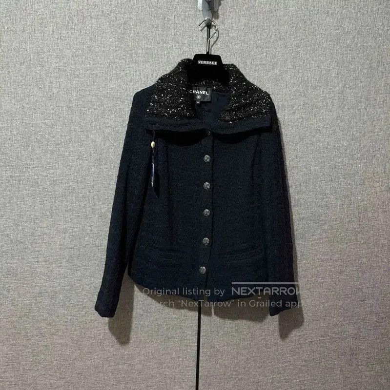 Chanel Chanel Black Cashmere Embroidered Dot Jacket . Size S / US 4 / IT 40 - 1 Thumbnail