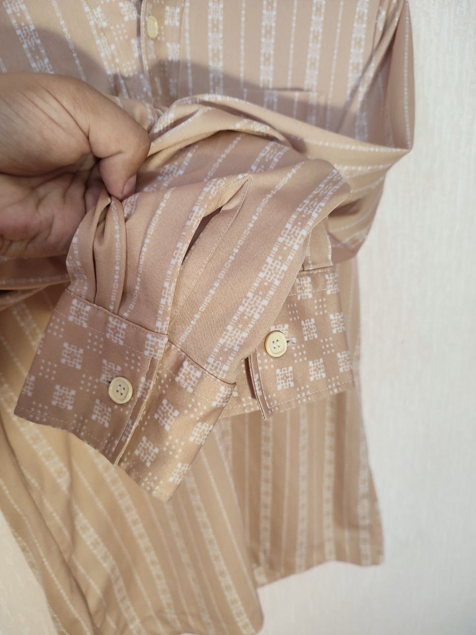 Japanese Brand Vintage Kosugi Beige Patterned Shirt (Japan)Men’s M / Unisex Size US S / EU 44-46 / 1 - 7 Thumbnail