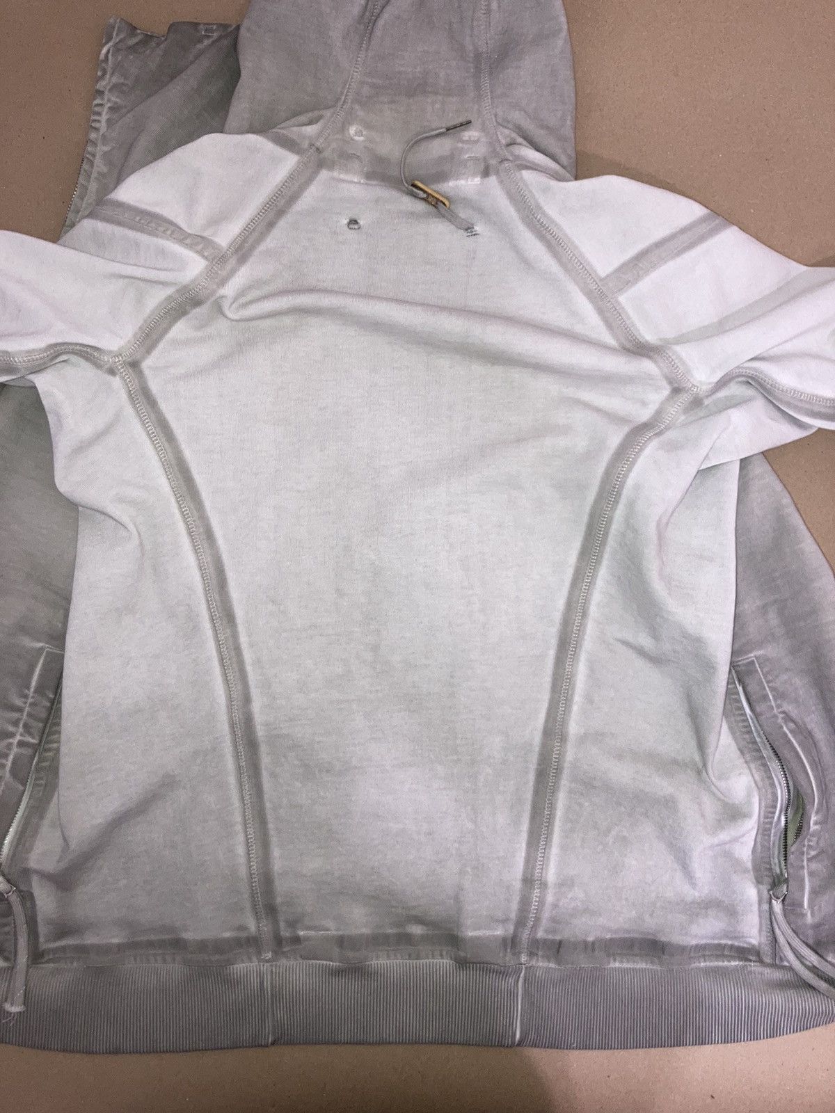Boris Bidjan Saberi Seam taped object dyed reversible zipper2 hoodie (light grey Size US M / EU 48-50 / 2 - 5 Thumbnail