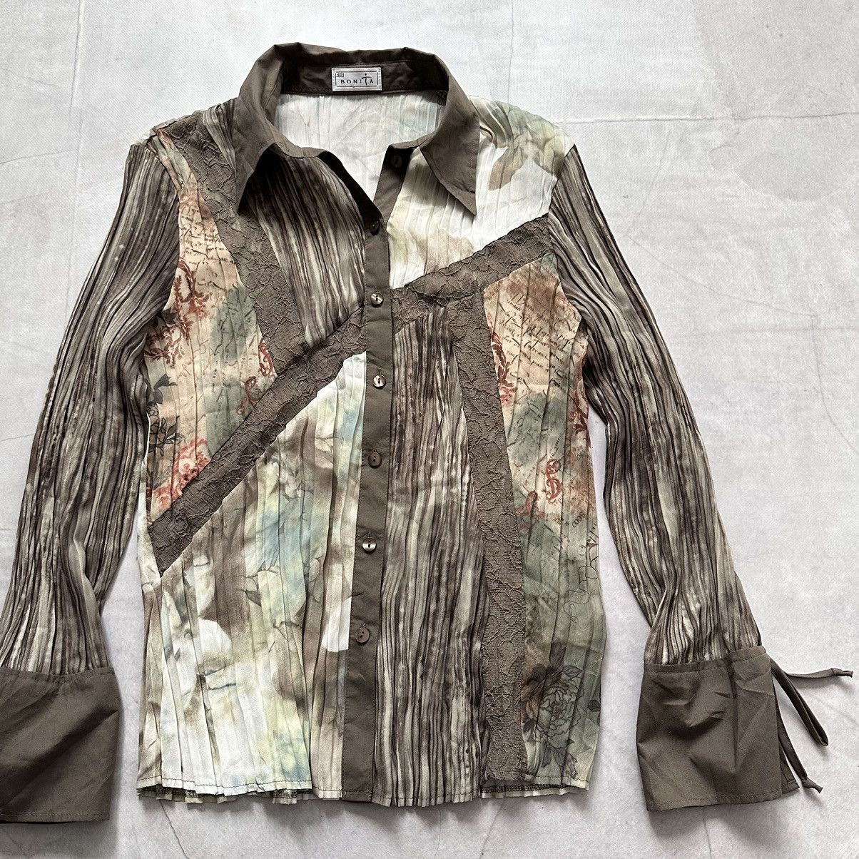 Pleats Please Issey Miyake Bonita Issey Miyake Pleats Please Style Pleated Lace Shirt Size M / US 6-8 / IT 42-44 - 2 Thumbnail