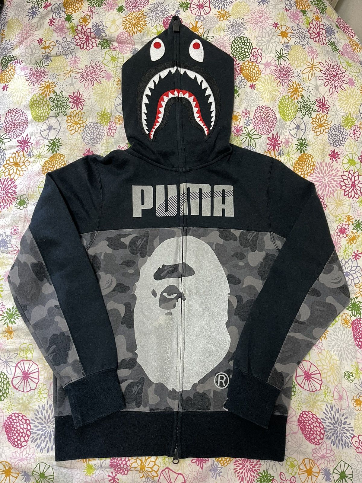 Bape Puma Free Shipping Bape x Puma Big Logo Shark Full Zip Hoodie S Grailed