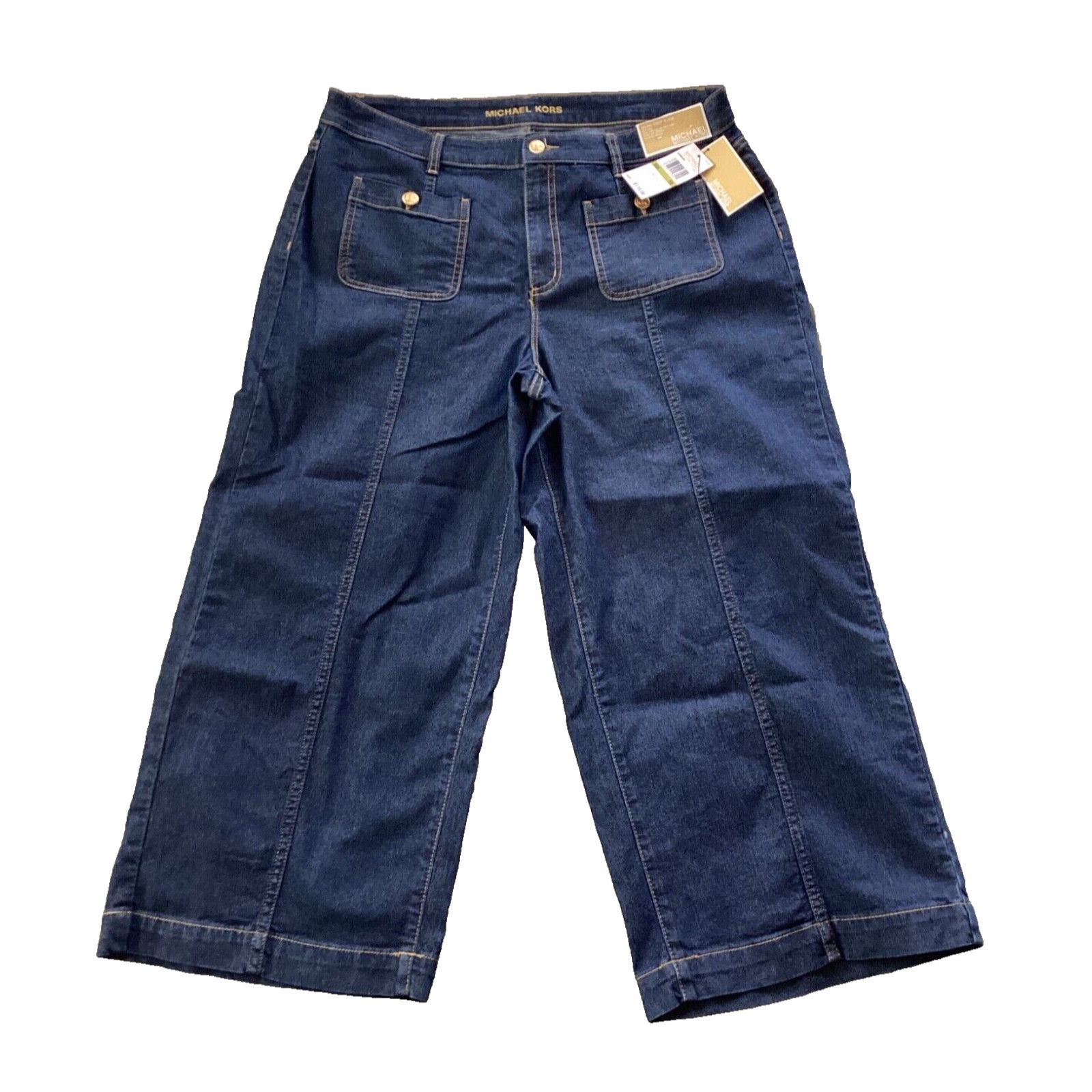 Michael Kors MICHAEL KORS SELMA CROP FLARE HIGH RISE SEAMED JEANS SZ 14 Size 36" / US 14 / IT 50 - 1 Thumbnail