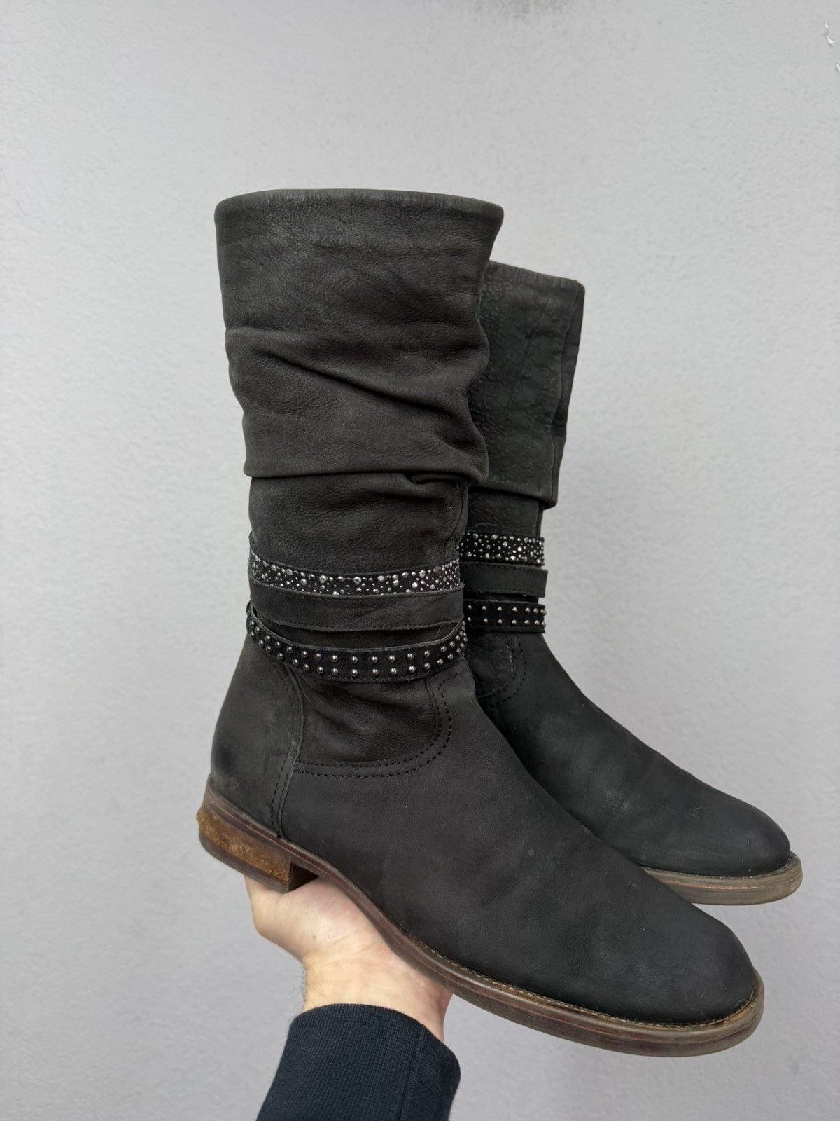 If Six Was Nine Vintage Y2K Black Leather Side Zip Boots Guidi Marsell Style Size US 7.5 / EU 40-41 - 4 Thumbnail