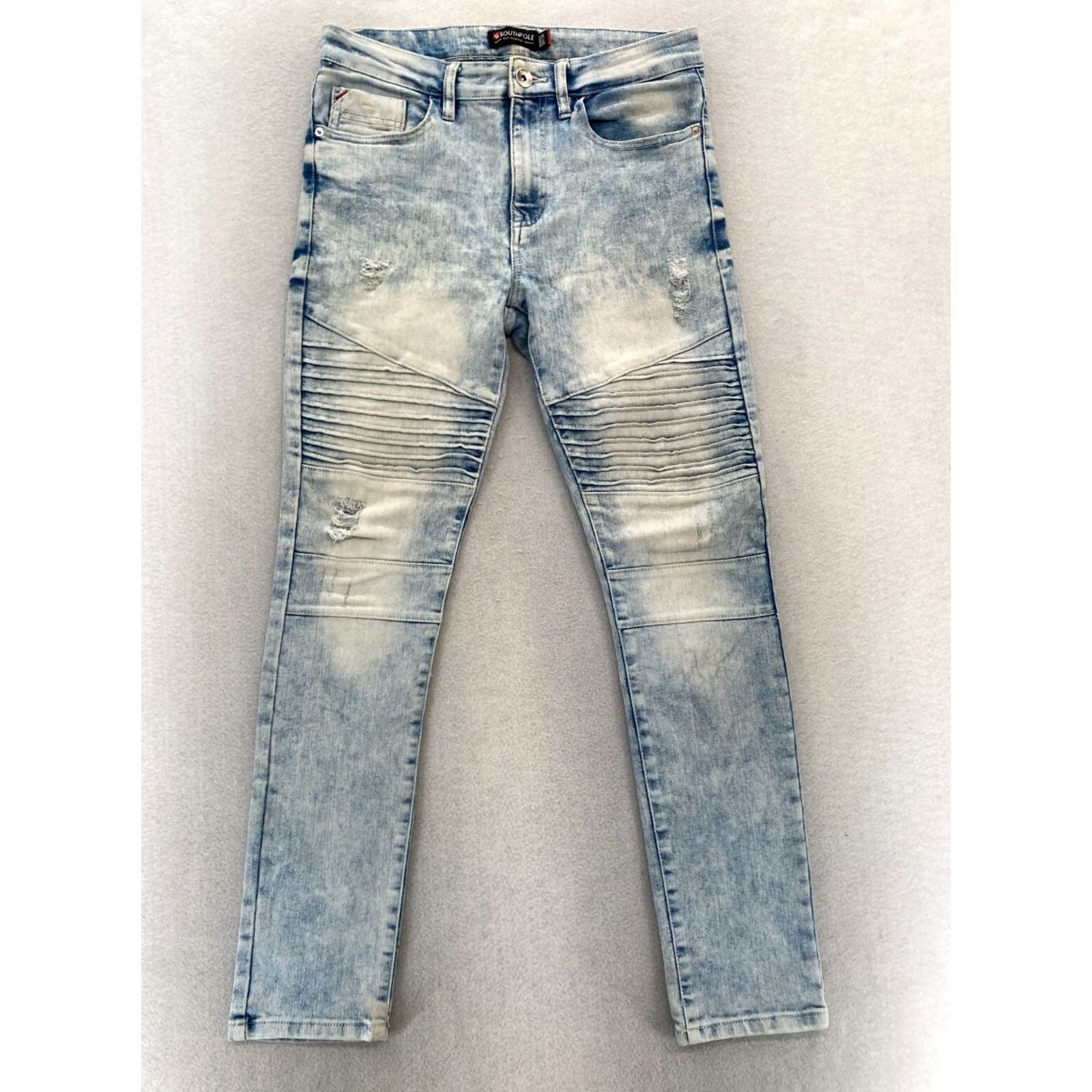 Southpole Southpole Skinny Moto Jeans Mens 30x30 Blue Acid Wash Stretch Denim Hip Hop Stretc? Size US 30 / EU 46 - 2 Thumbnail