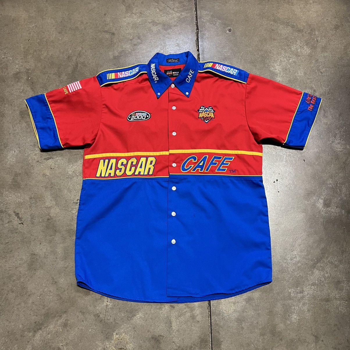 Other Vintage NASCAR Cafe Short Sleeve Button Up Logo Pit Crew Y2K Size US L / EU 52-54 / 3 - 1 Thumbnail