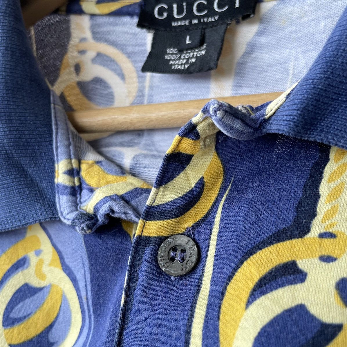 Gucci Gucci Italy Vintage Luxury Print Polo Tee Size US L / EU 52-54 / 3 - 6 Thumbnail