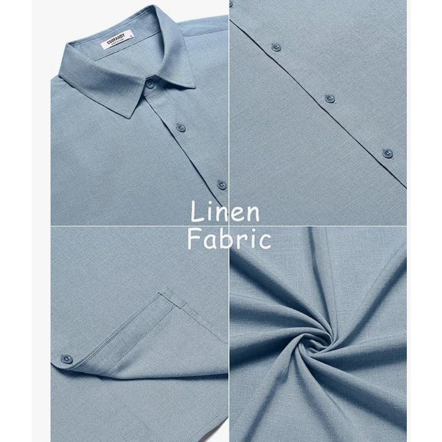The Unbranded Brand Mens Casual Summer Beach Shirt Button DownCotton LinenLARGE Size US L / EU 52-54 / 3 - 4 Thumbnail