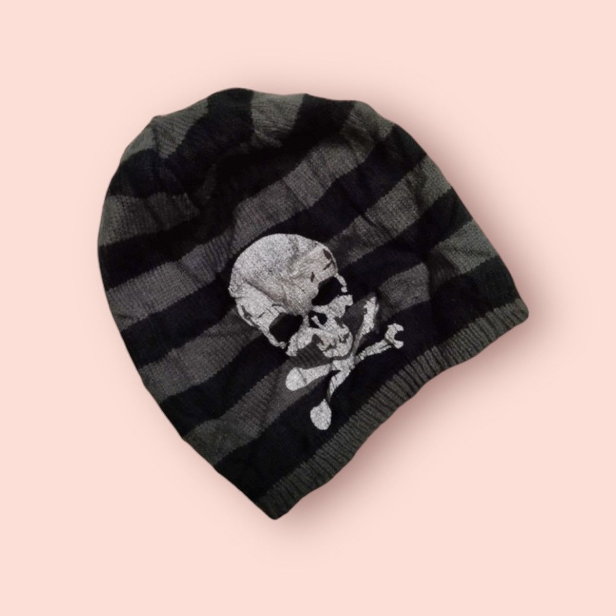 Other SKULL PUNK BONDAGE REVERSIBLE STRIPED DISTRESSED BEANIE Size ONE SIZE - 8 Thumbnail