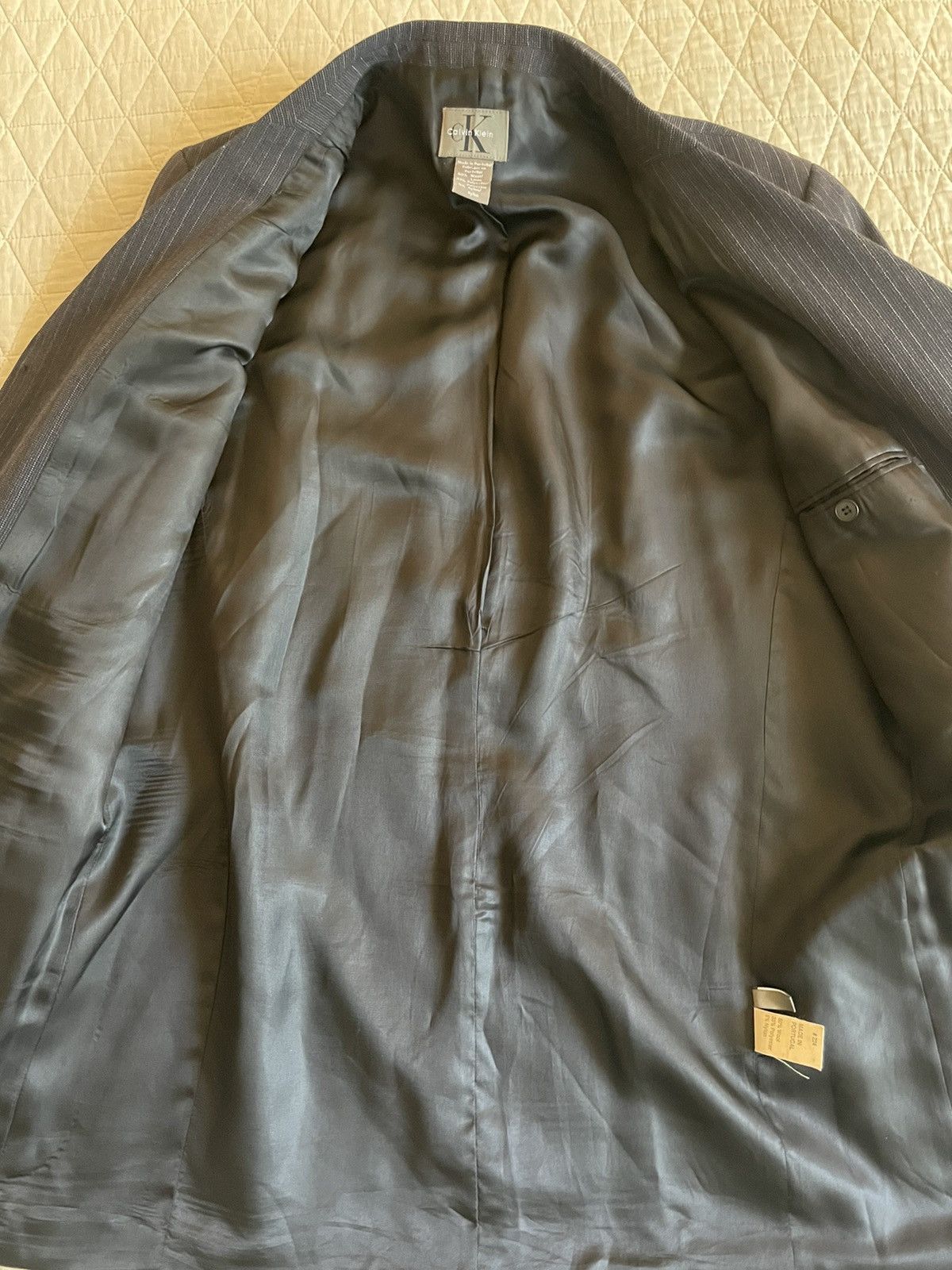 Calvin Klein Textured Beaded Stripe Patch Pocket Jacket Size 42R - 5 Thumbnail