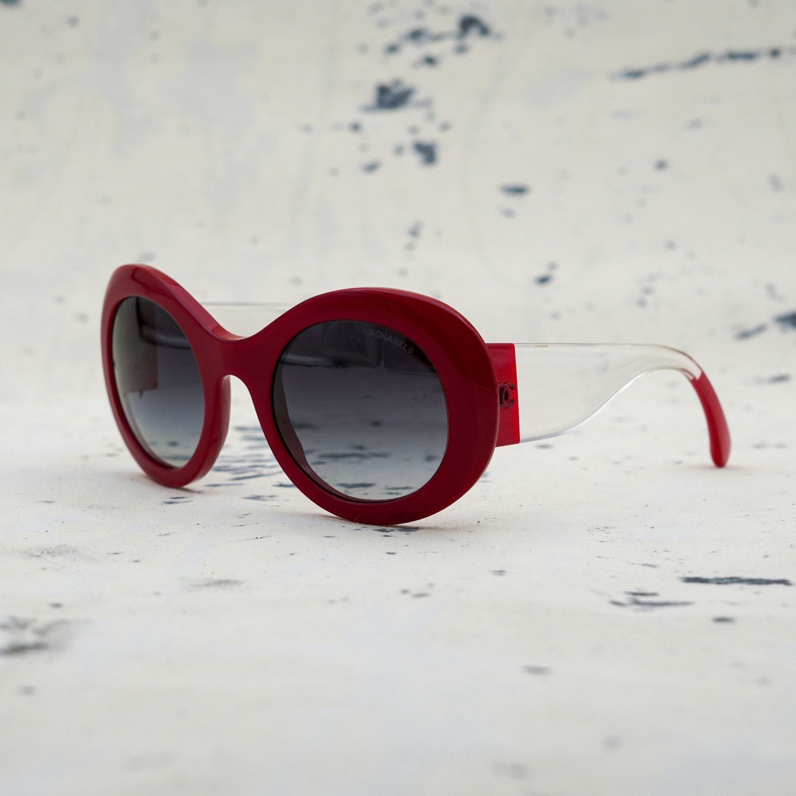 Chanel Chanel red oval grey gradient cc logo fashion sunglasses Size ONE SIZE - 1 Thumbnail