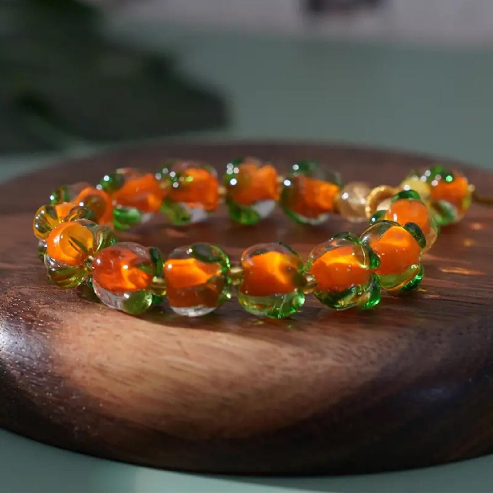 Designer Fruity Orange And Green Beaded Bracelet NWT Size ONE SIZE - 6 Thumbnail