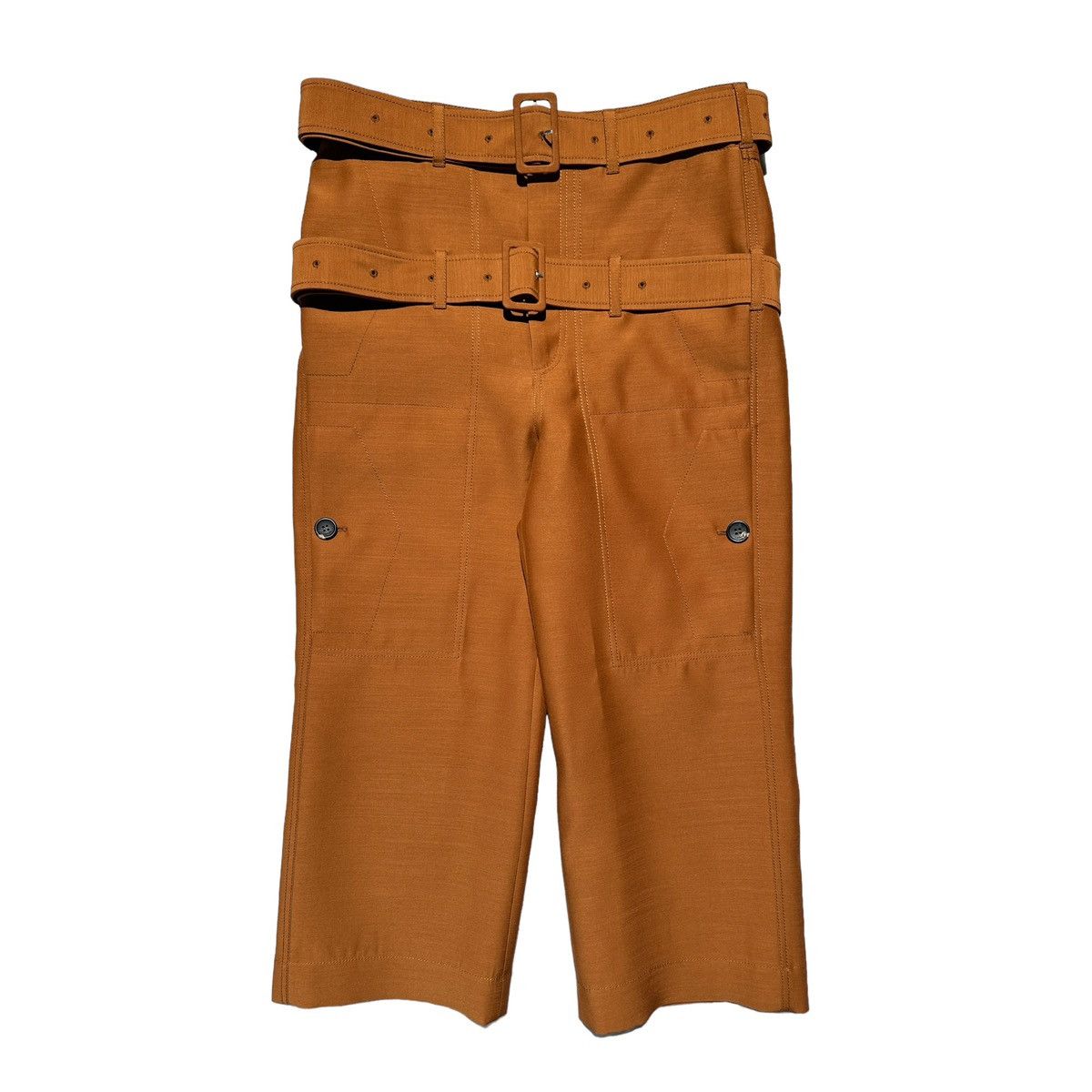 Image of Lanvin Cropped Double Belted Bondage Trouser in Brown, Men's (Size 30)