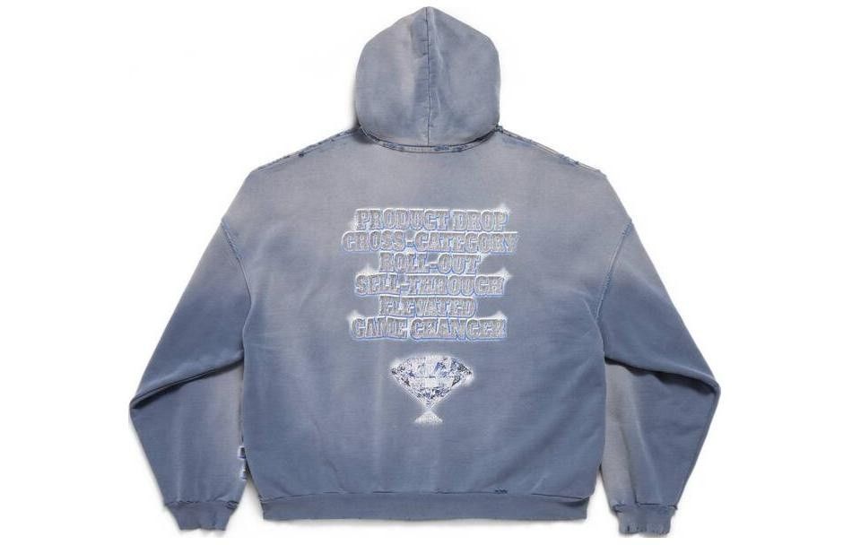 Balenciaga o1srvl11e0825 Dup / SNBN Hoodie Large Fit in Blue Size US L / EU 52-54 / 3 - 2 Thumbnail