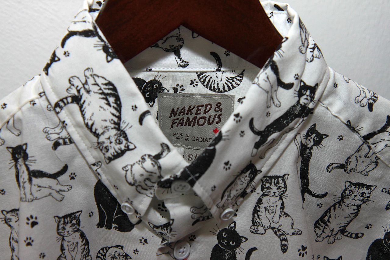 Naked & Famous Cute Cats Button Down Shirt Size US S / EU 44-46 / 1 - 3 Thumbnail