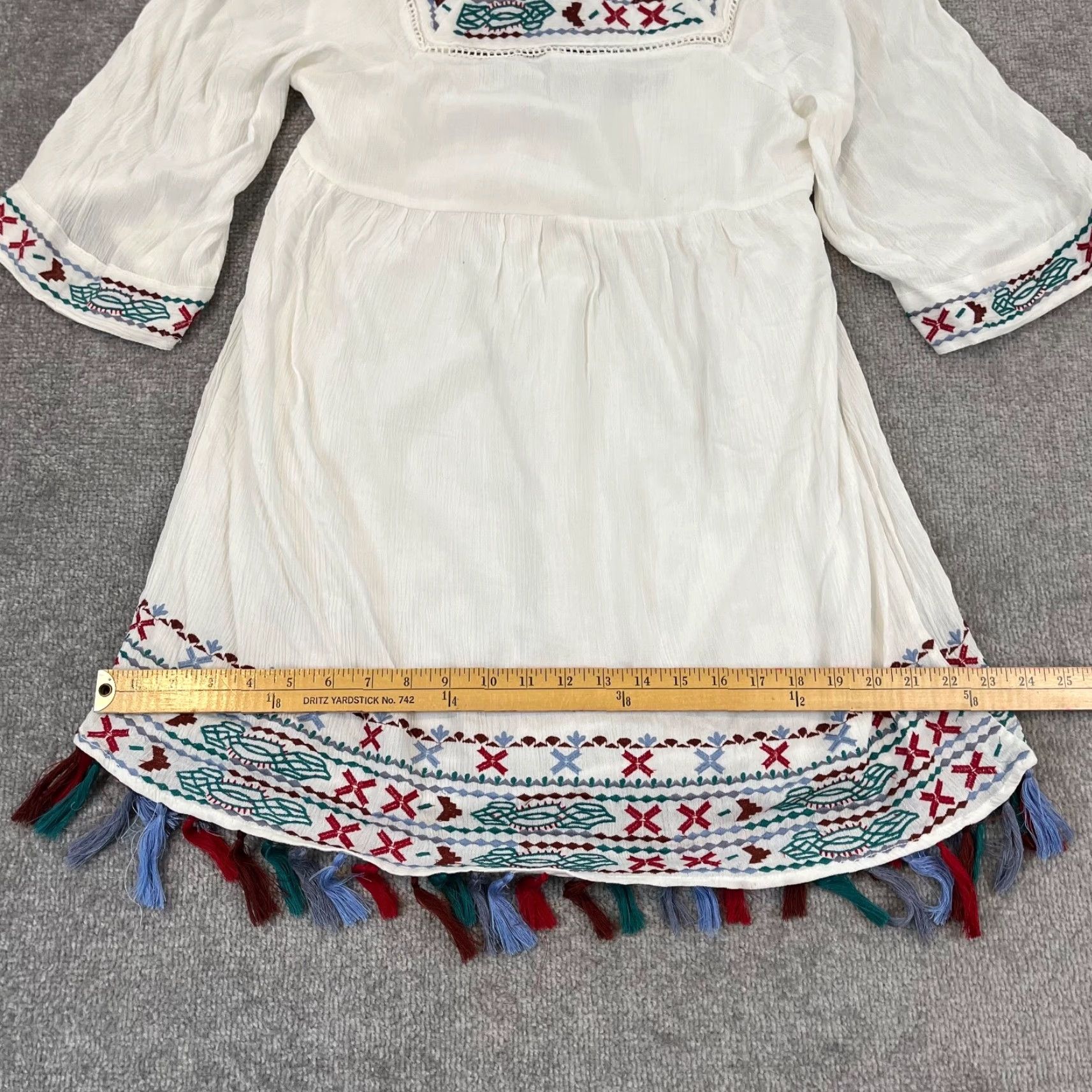 Vintage ROMEO + JULIET Dress Womens Medium White Embroidered Gauze Shift Square Neck NEW Size M / US 6-8 / IT 42-44 - 5 Thumbnail