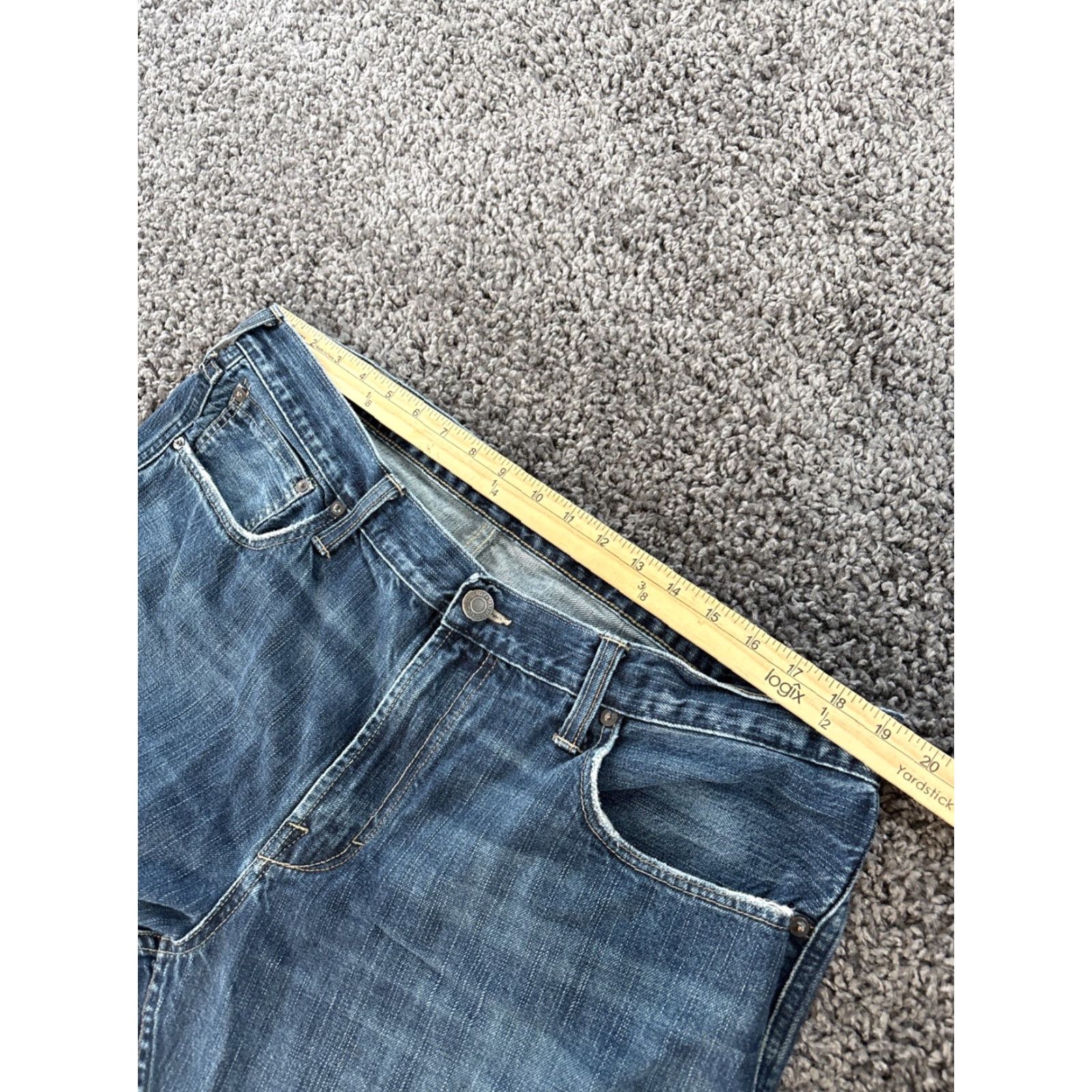 American Eagle Outfitters VINTAGE American Eagle Outfitters Jeans Bootcut Men's 38x32 Distressed Blue Med Wash 5-Pocket Denim Baggy Relaxed Leather? Size US 38 / EU 54 - 4 Thumbnail