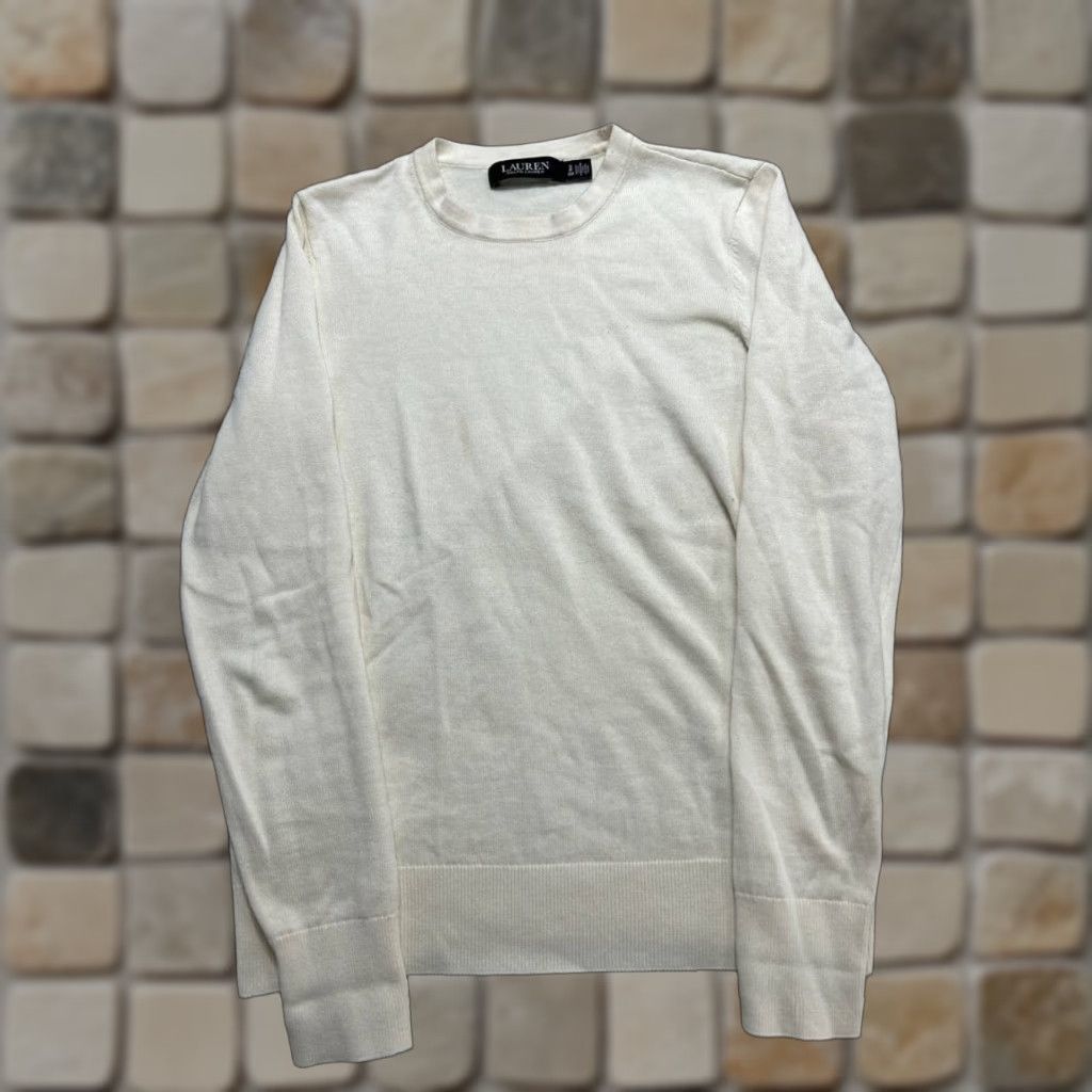 Ralph Lauren Lauren Ralph Lauren Sweater Womens Small Ivory Cotton Blend Knit Pullover Size S / US 4 / IT 40 - 1 Thumbnail
