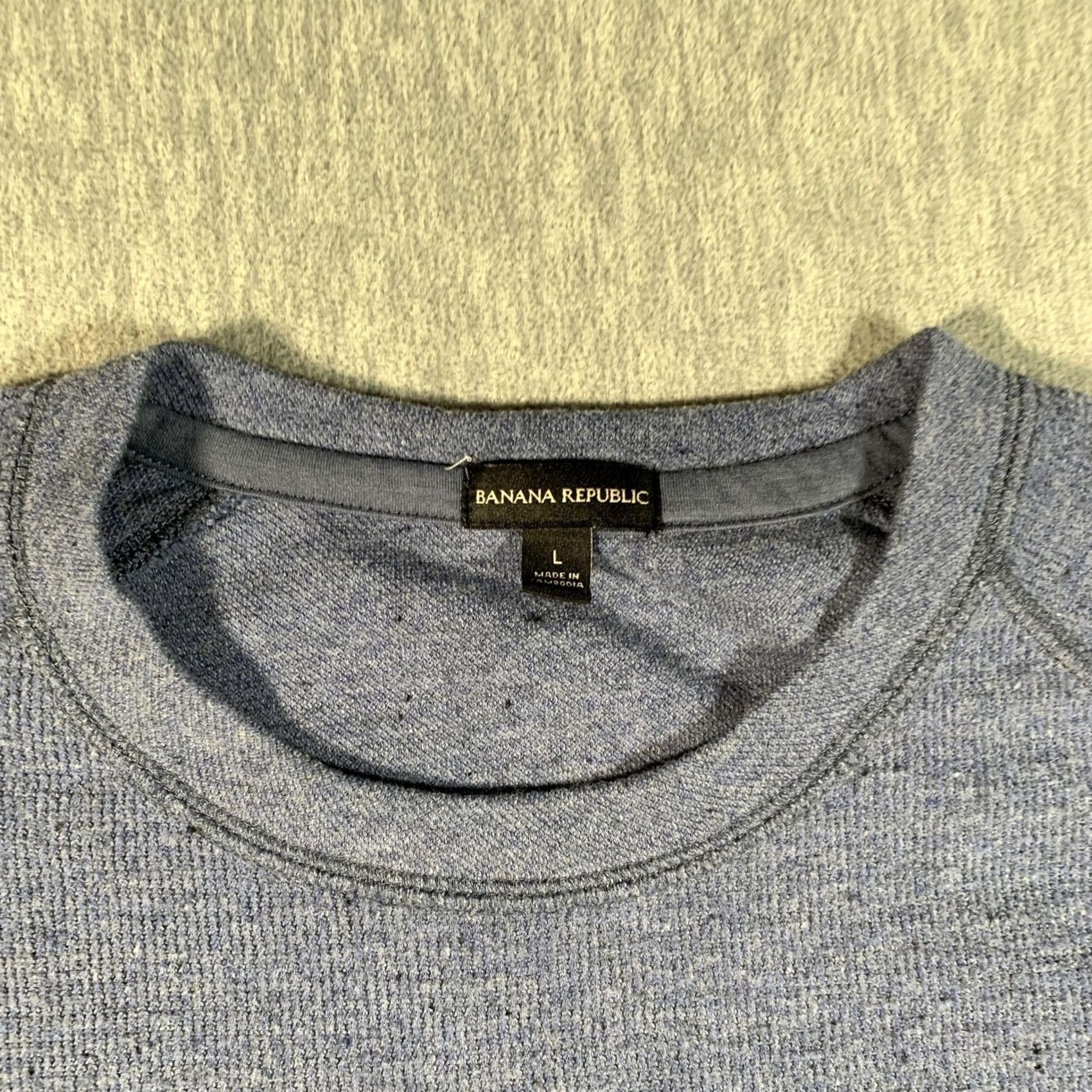 Banana Republic Banana Republic Sweatshirt Men L Blue Heather Raglan Crew Neck Thermal Knit Pullover Regular Cotton Polyester Raglan Sleeves Size US L / EU 52-54 / 3 - 4 Thumbnail