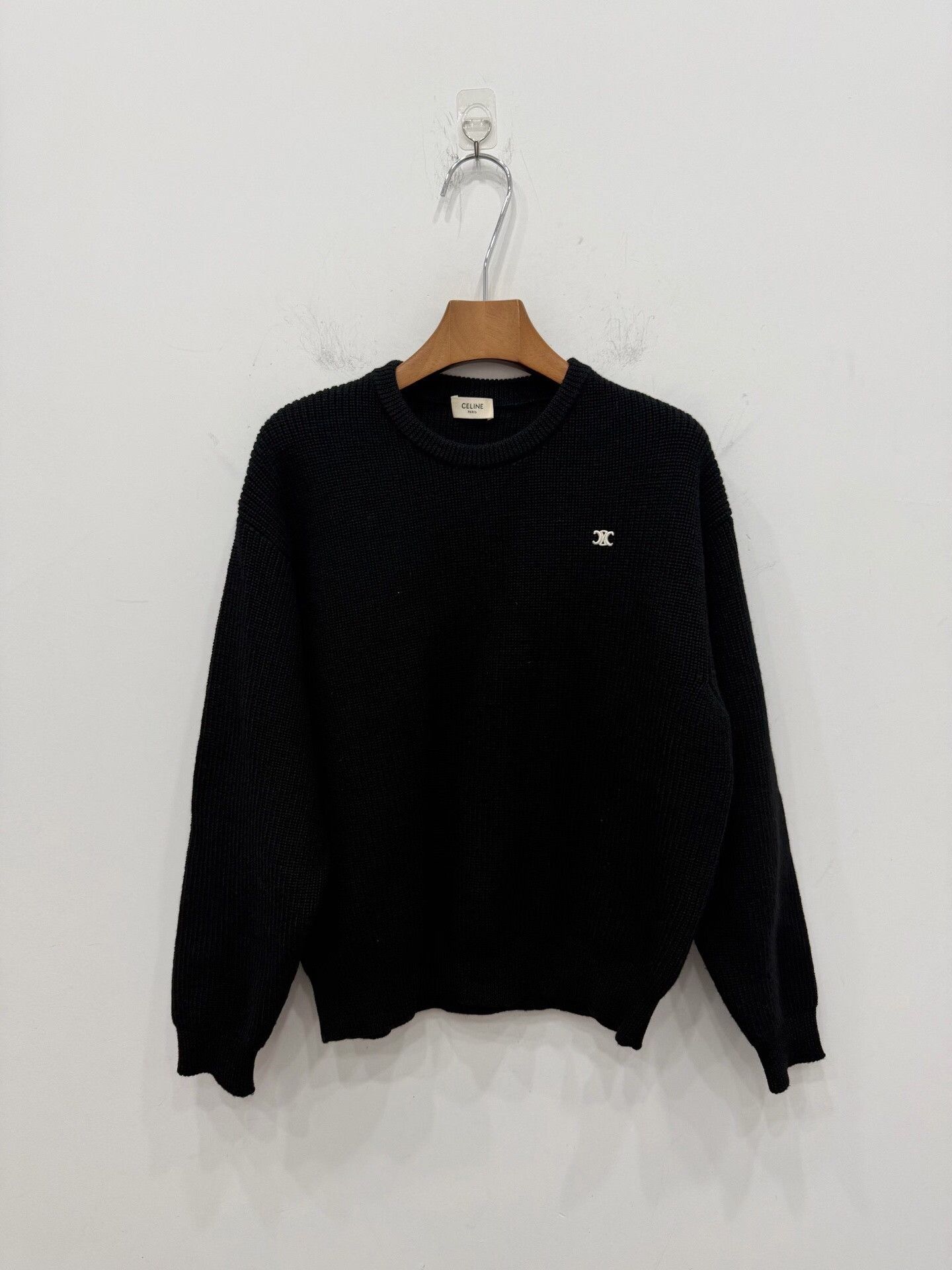Celine Celine Wool Embroidered Black Sweater S Women Size S / US 4 / IT 40 - 1 Thumbnail