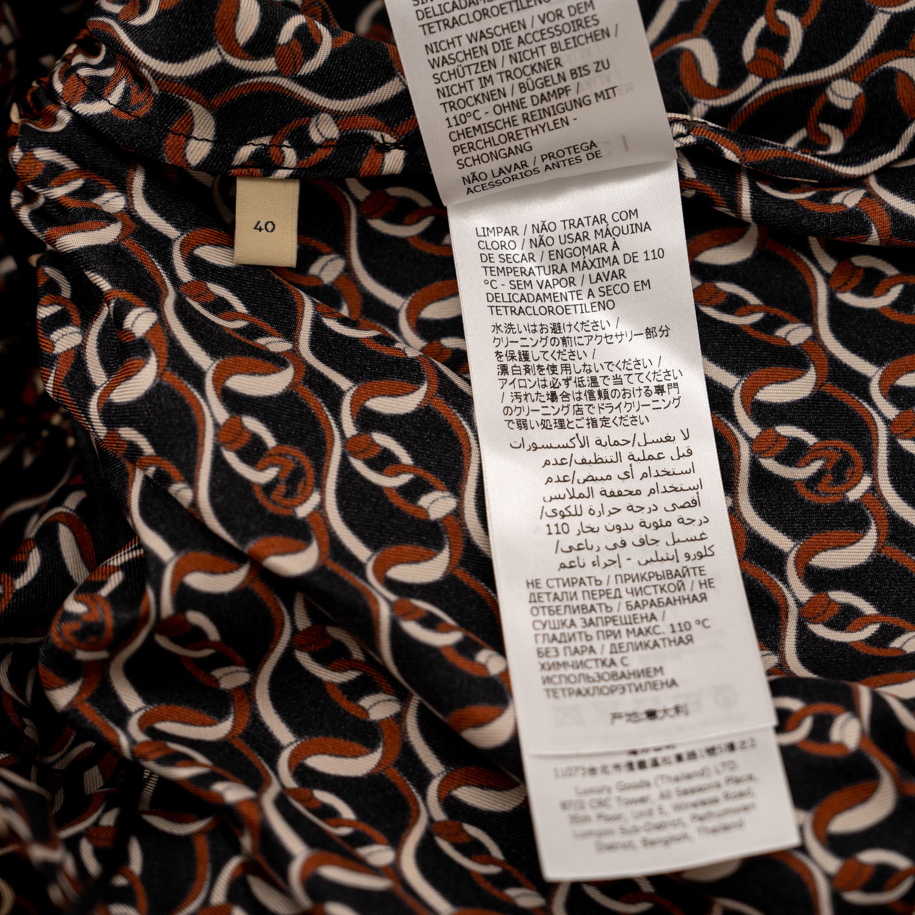 Gucci 40 S - Gucci Interlocking G Chain Print Silk Dress Brown Size S / US 4 / IT 40 - 11 Thumbnail