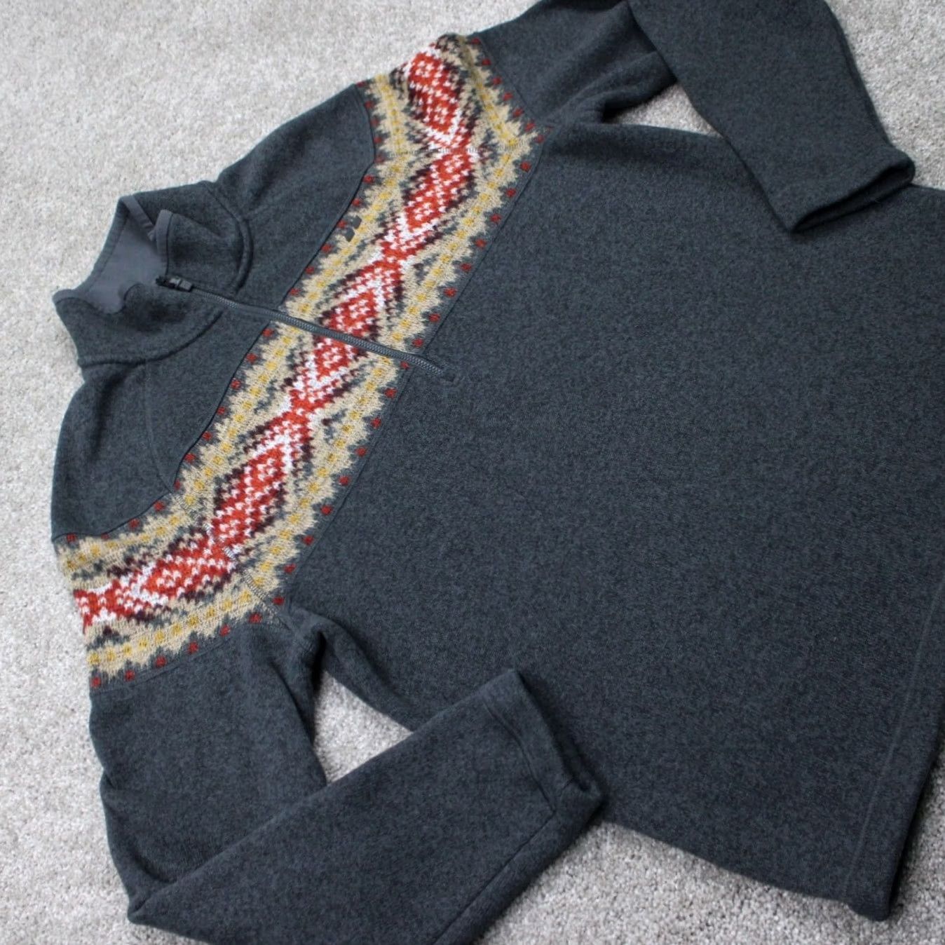 Vintage Koppen Sweater Mens Large Gray/Red/Yellow 1/4 Zip Pullover Sweatshirt Size US L / EU 52-54 / 3 - 6 Thumbnail