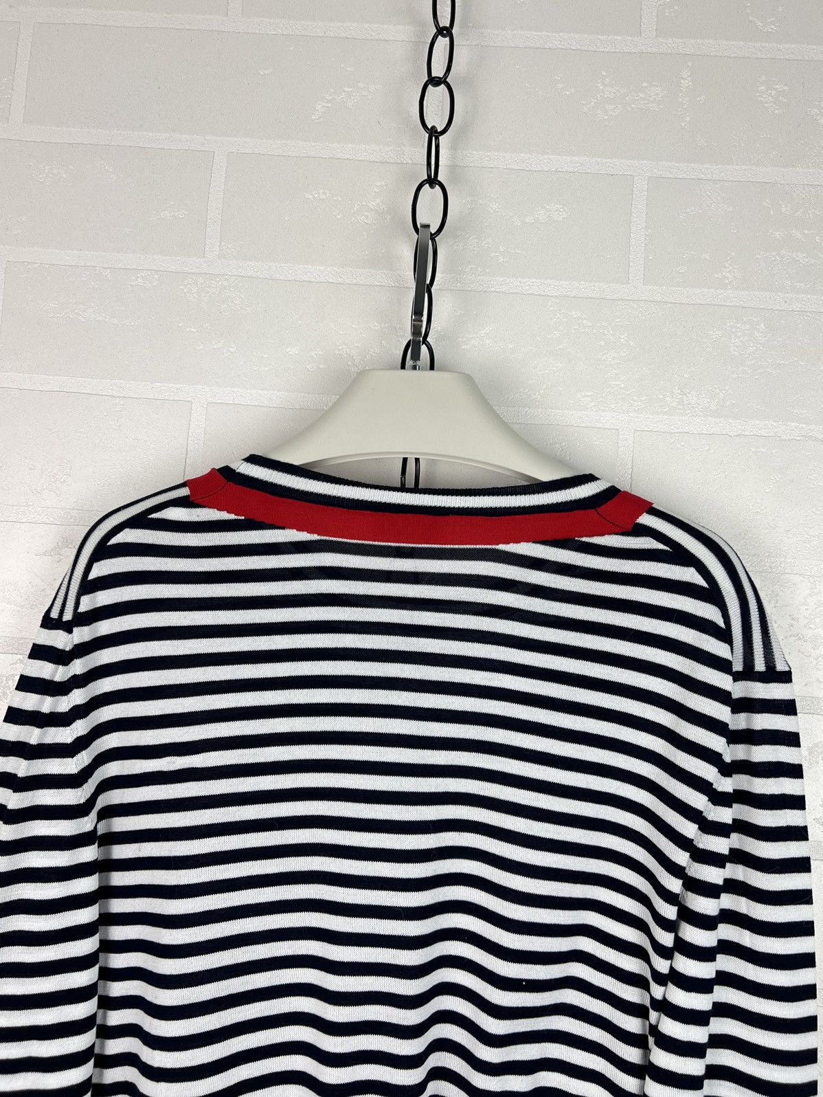 Moncler MONCLER Sweater Light Jumper Striped Cotton Patch Logo Men's Size US S / EU 44-46 / 1 - 15 Thumbnail