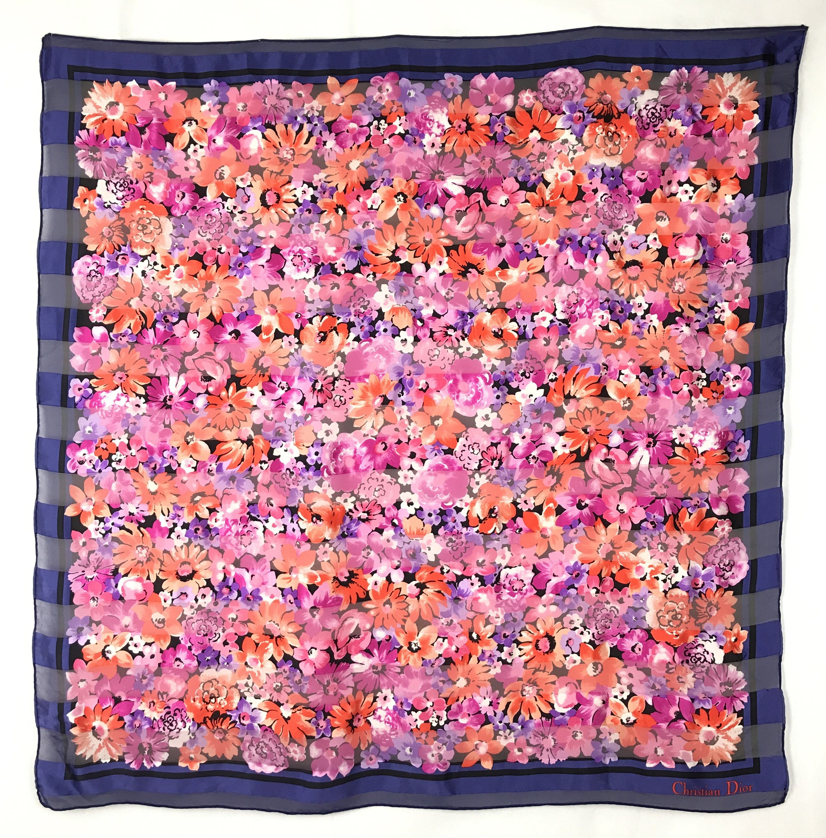 Vintage Christian Dior Floral Silk Scarf
