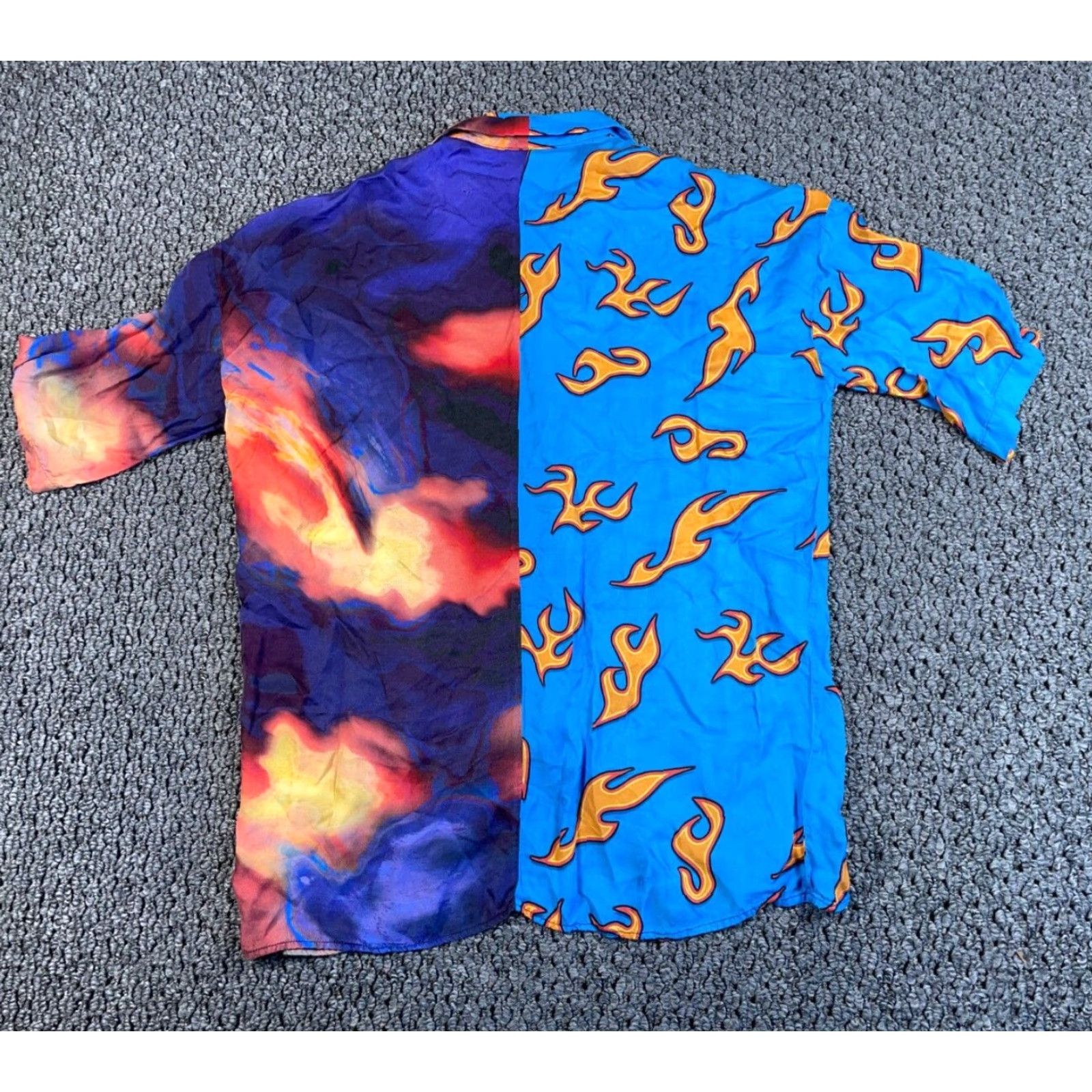 Jaded London Jaded London Anime Half Flame Shirt Women's Small Blue Colorful Viscose Retro Size S / US 4 / IT 40 - 2 Thumbnail