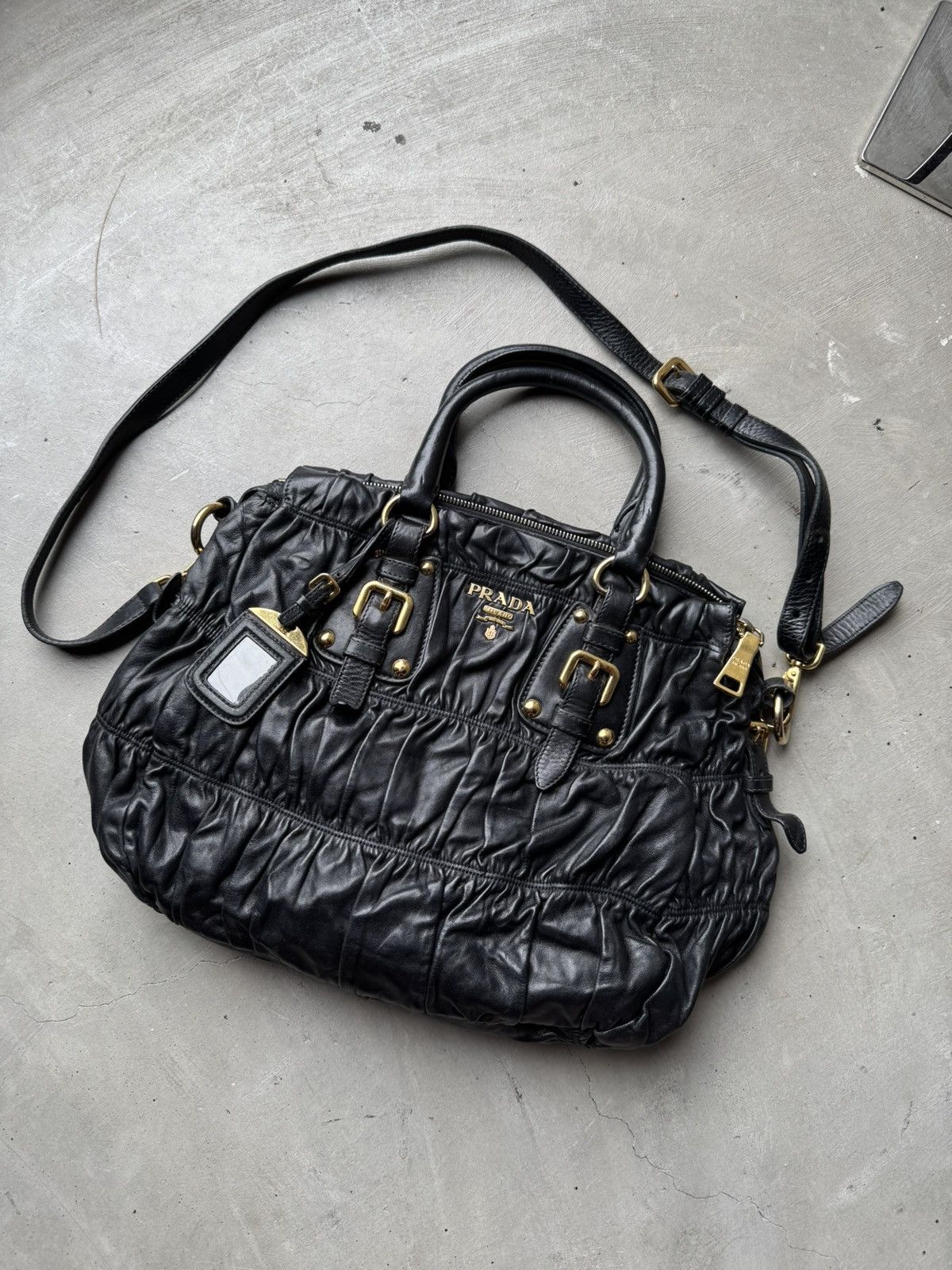 Prada Prada Black Nappa Gaufre Satchel Size ONE SIZE - 2 Thumbnail