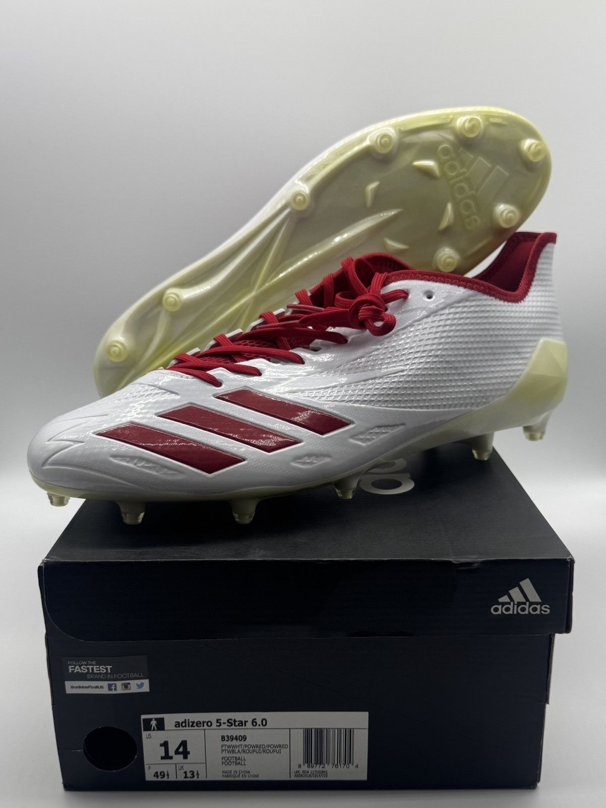 Adidas Adidas Men's Football Adizero 5-Star 6.0 Cleats B39409 Sz 14 Size US 14 / EU 47 - 1 Thumbnail